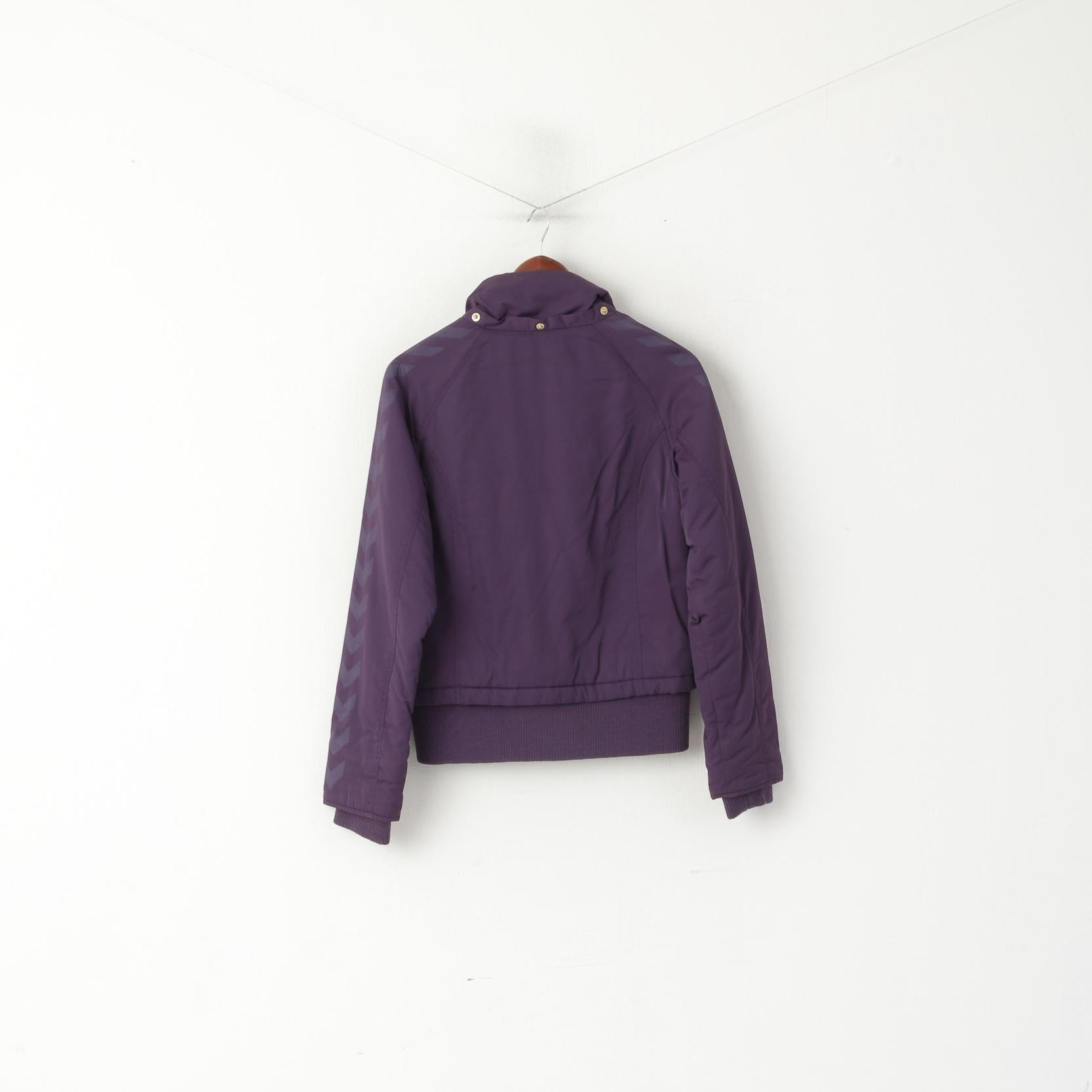 Hummel Youth Girls 176 Jacket Purple Nylon Waterproof Full Zipper Lined Bomber Top