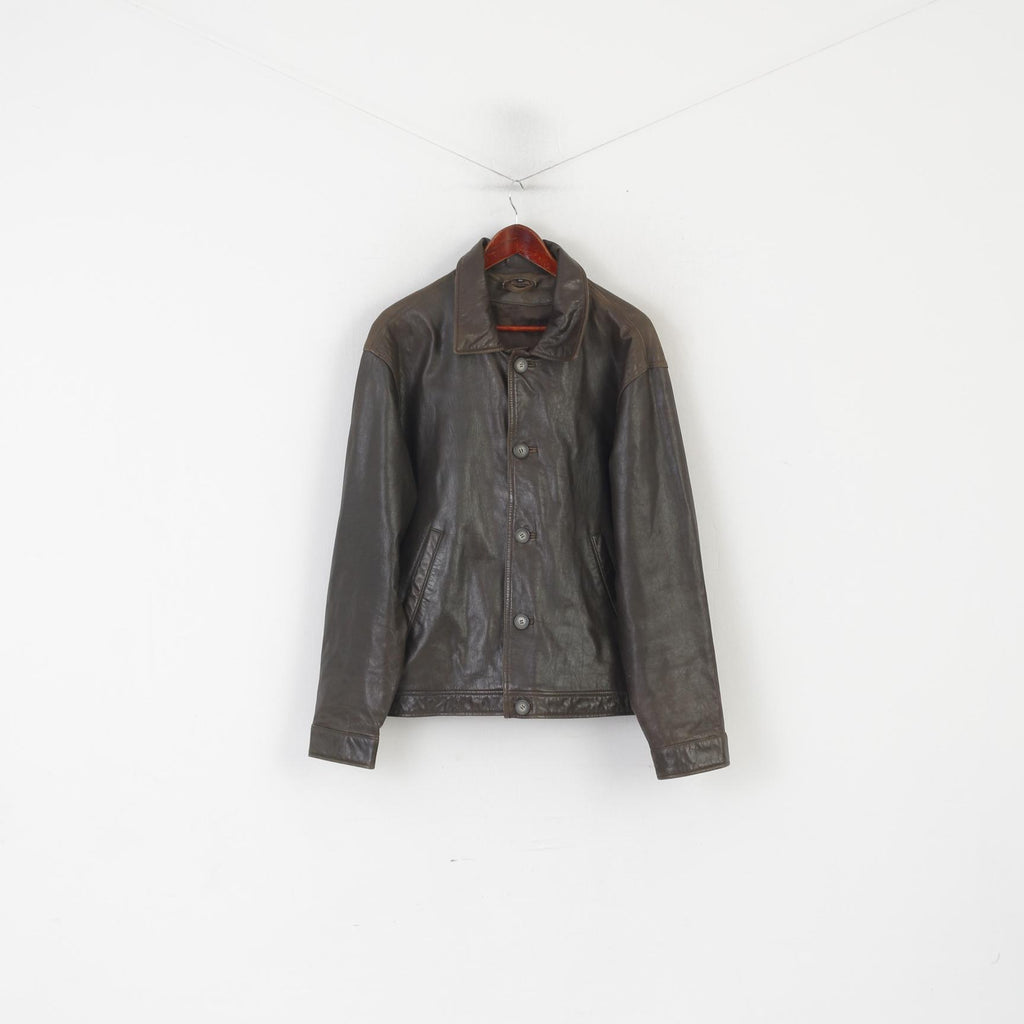 Trapper Men 46 56 XL Jacket Brown Soft Leather Ledder Single Breasted Top