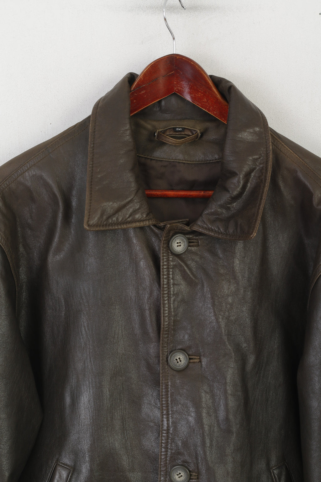 Trapper Men 46 56 XL Jacket Brown Soft Leather Ledder Single Breasted Top