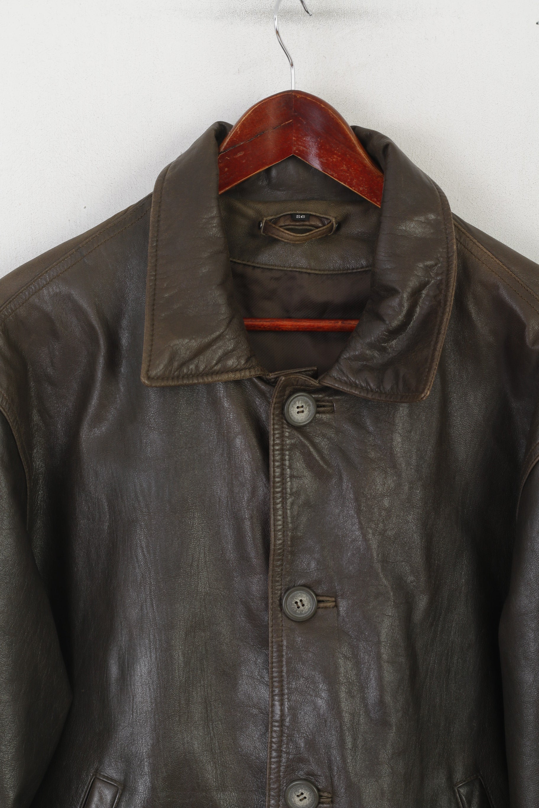 Trapper Men 46 56 XL Jacket Brown Soft Leather Ledder Single Breasted Top