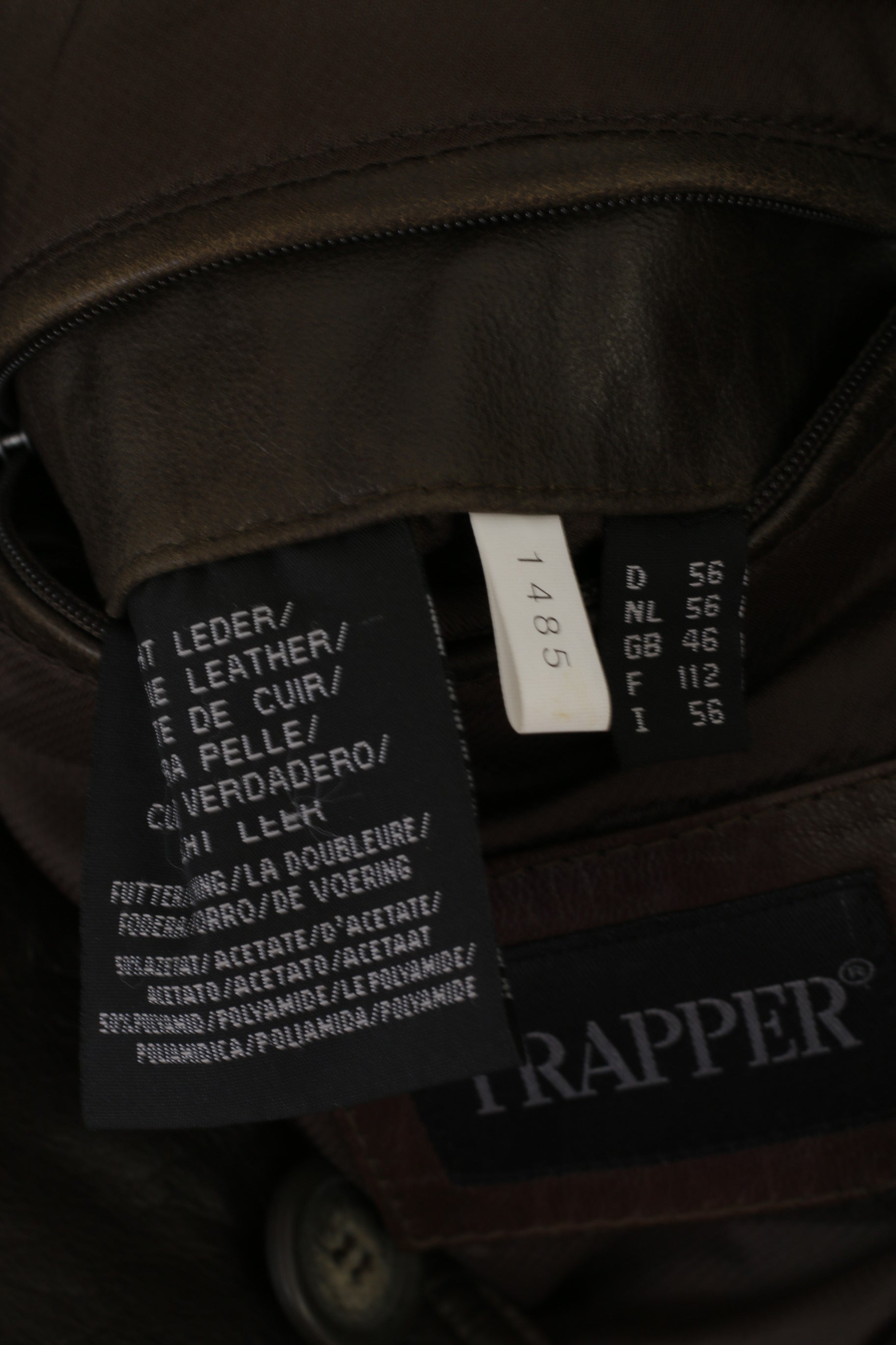 Trapper Men 46 56 XL Jacket Brown Soft Leather Ledder Single Breasted Top