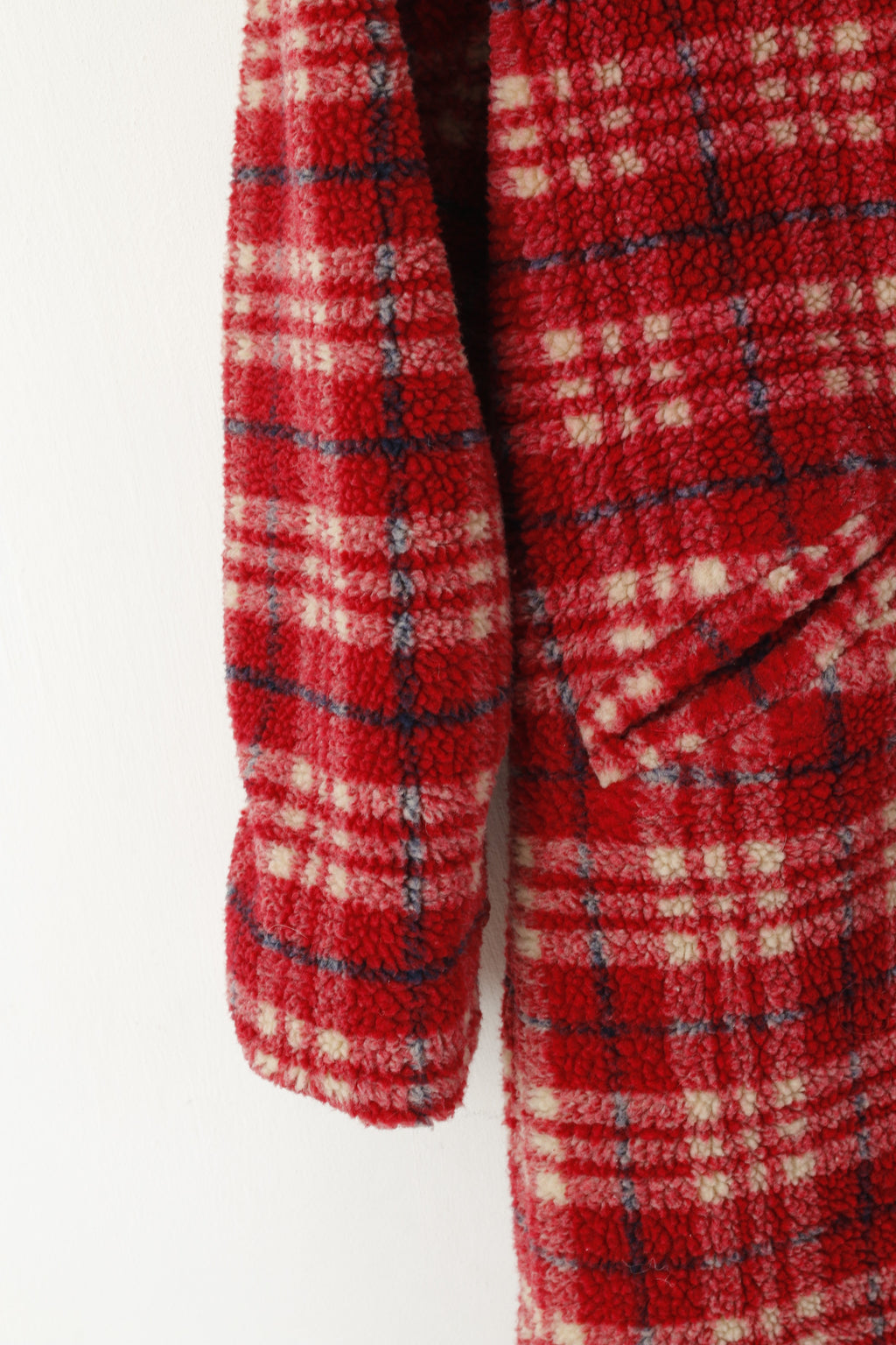 Cotton Traders Manteau rétro classique boutonné en polaire à carreaux rouges pour femme 16 XL
