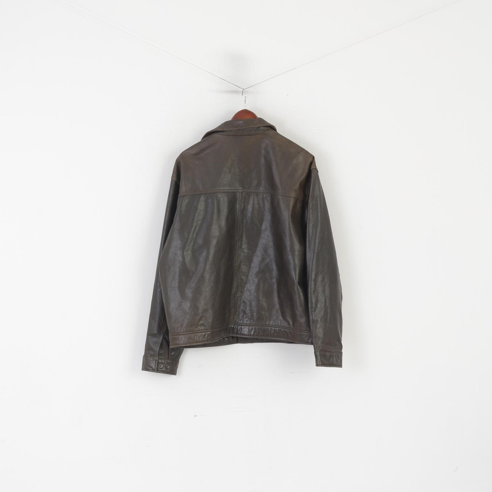 Trapper Men 46 56 XL Jacket Brown Soft Leather Ledder Single Breasted Top