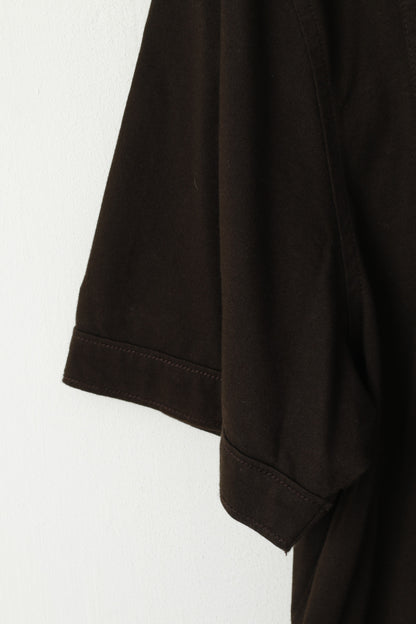 Calvin Klein Uomo M Camicia casual Top in cotone marrone con bottoni grafici dettagliati