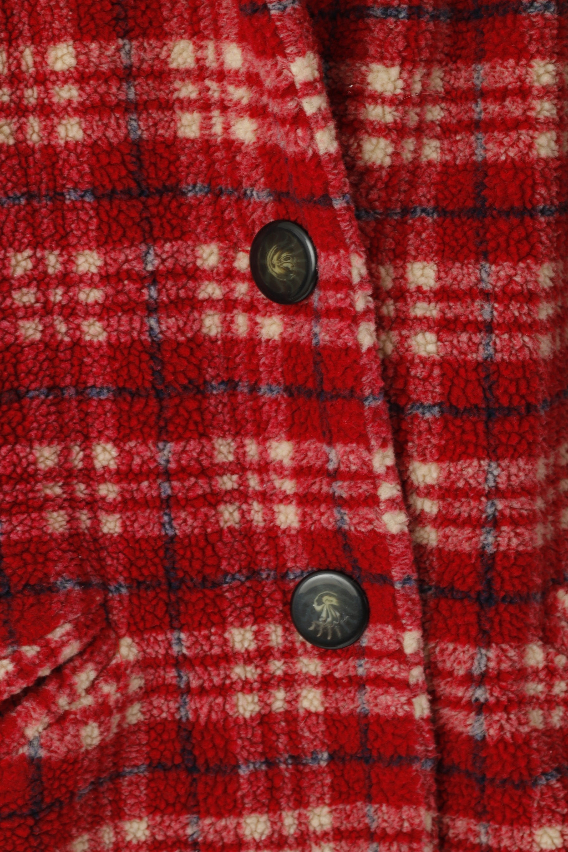 Cotton Traders Manteau rétro classique boutonné en polaire à carreaux rouges pour femme 16 XL