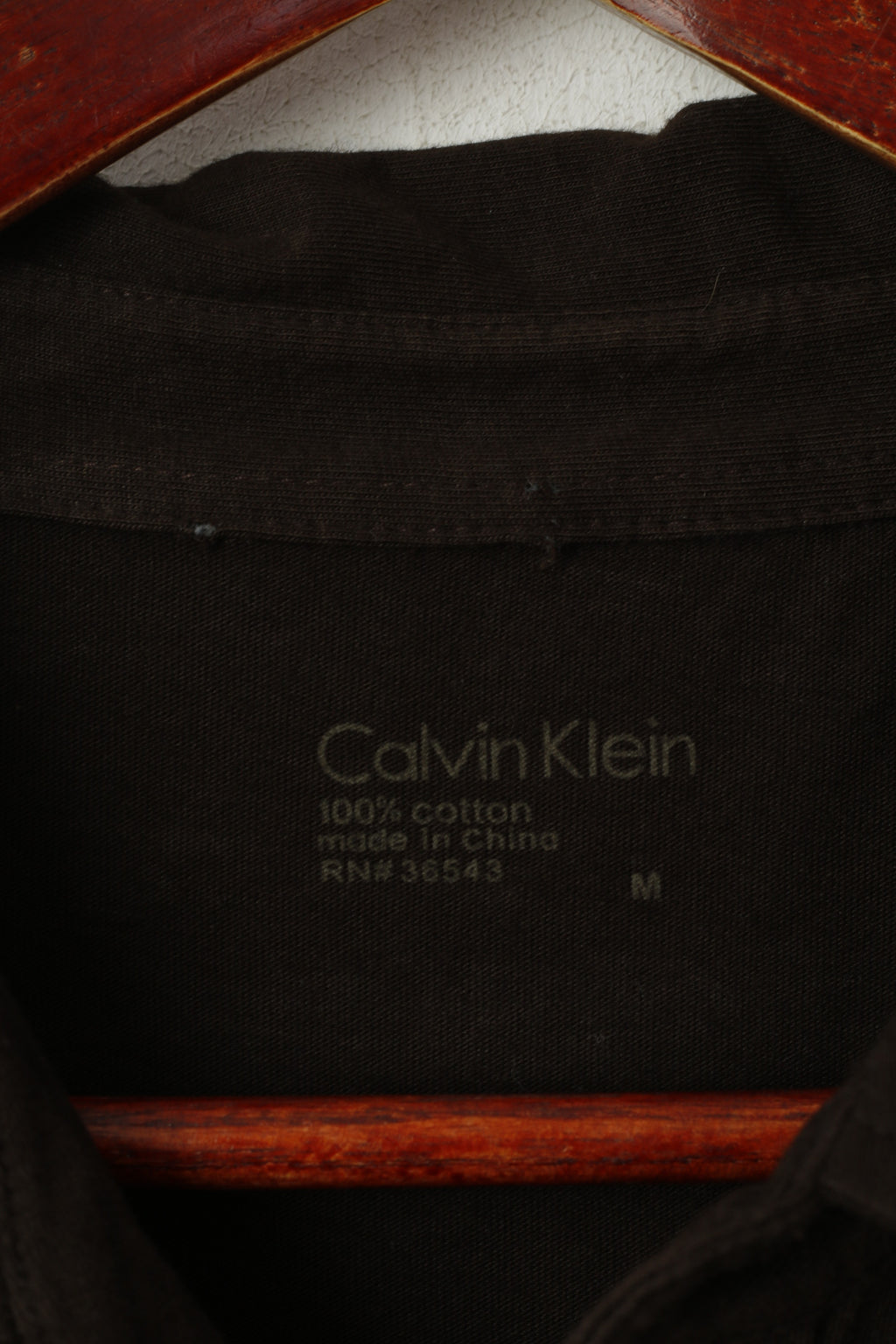 Calvin Klein Men M Casual Shirt Brown Cotton Stertch Graphic Detailed Button Top