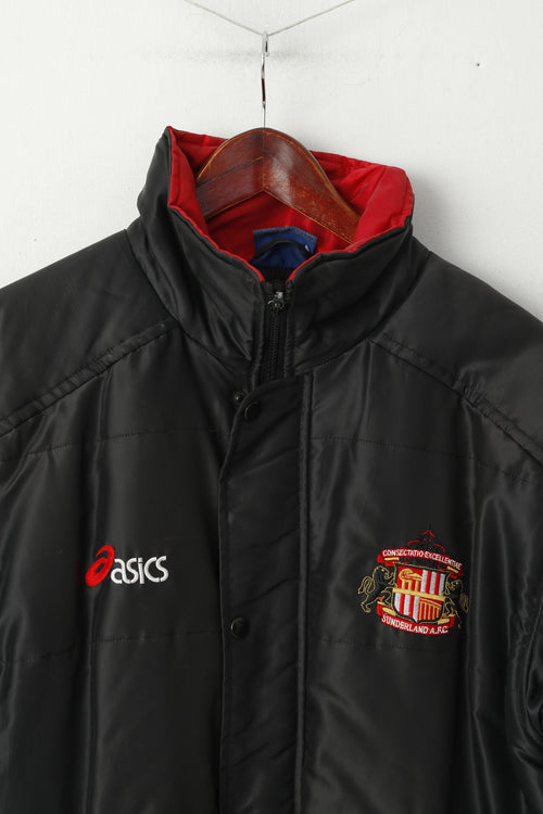 Asics Sunderland AFC Hommes M Veste Noir Rembourré Nylon Imperméable Haut De Football