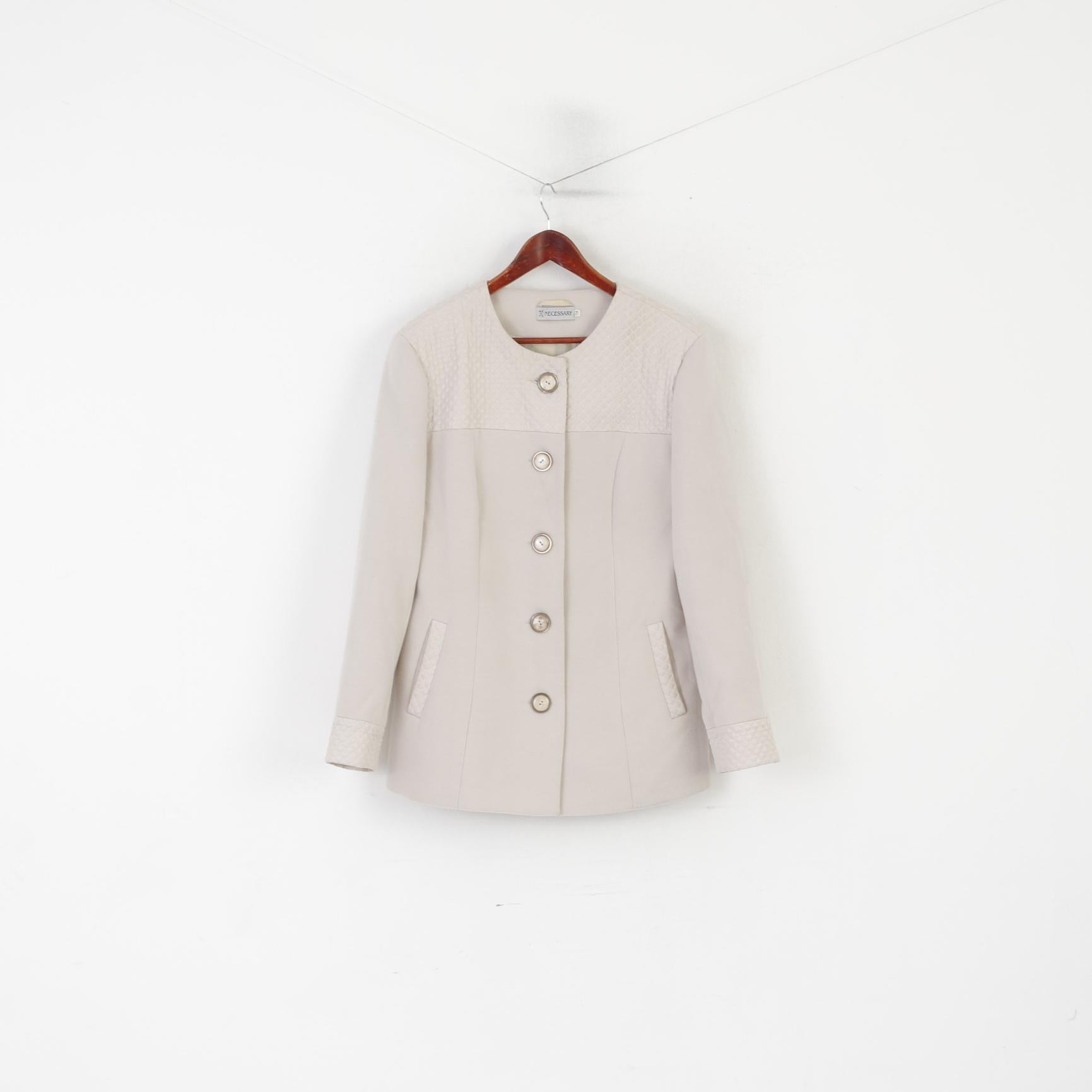 J&amp;E Necessary Femmes 44 XL Veste Beige Laine Classique Simple Boutonnage Haut Décontracté