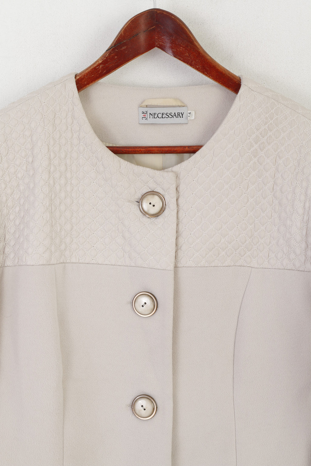 J&amp;E Necessary Femmes 44 XL Veste Beige Laine Classique Simple Boutonnage Haut Décontracté