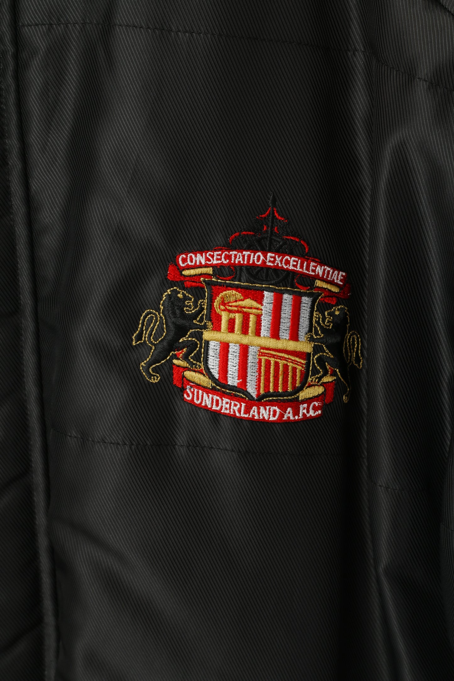 Giacca Asics Sunderland AFC da uomo M, top da calcio impermeabile in nylon imbottito nero