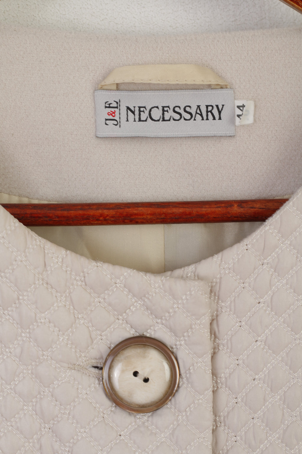 J&amp;E Necessary Femmes 44 XL Veste Beige Laine Classique Simple Boutonnage Haut Décontracté