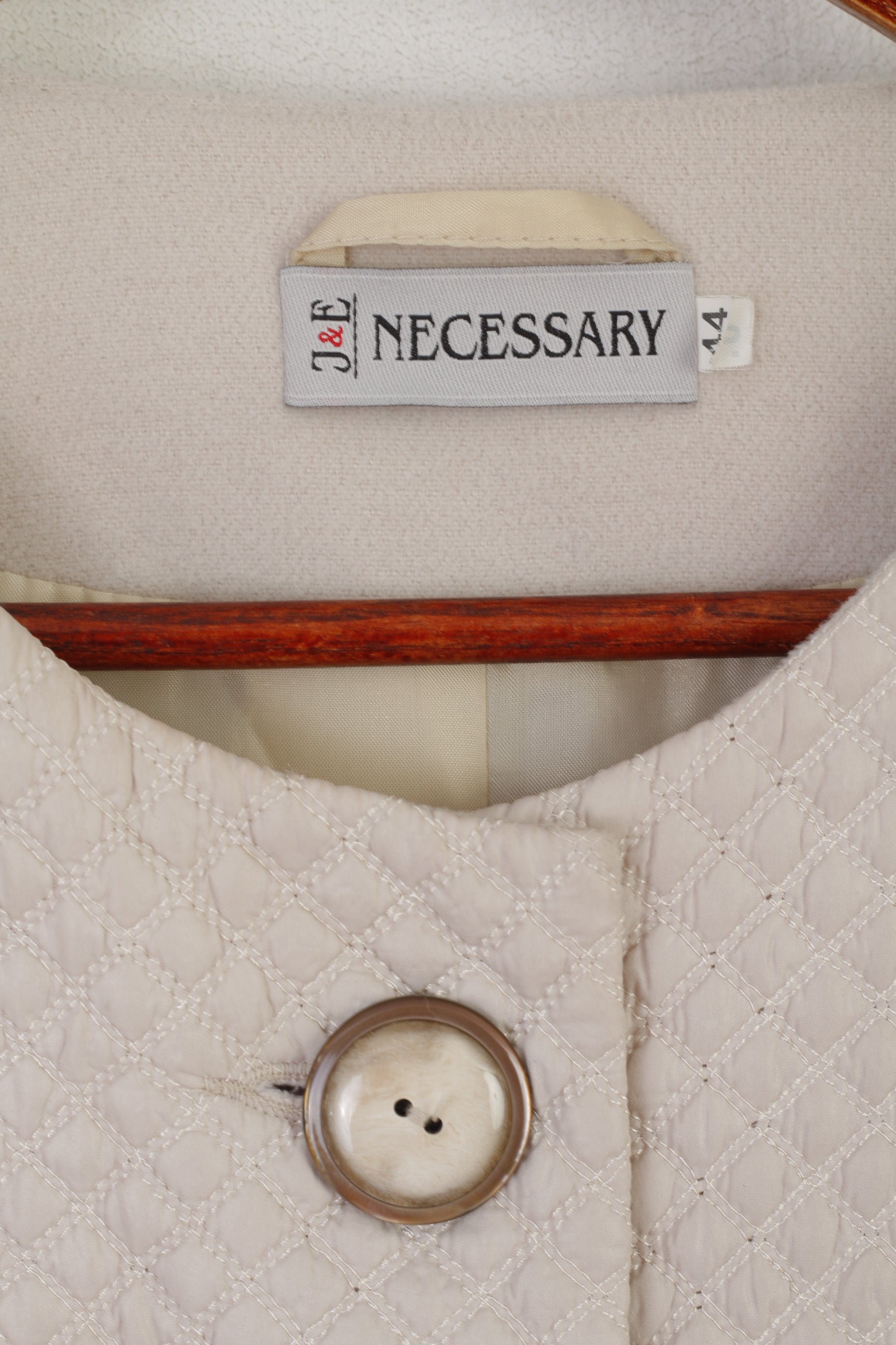 J&amp;E Necessary Femmes 44 XL Veste Beige Laine Classique Simple Boutonnage Haut Décontracté