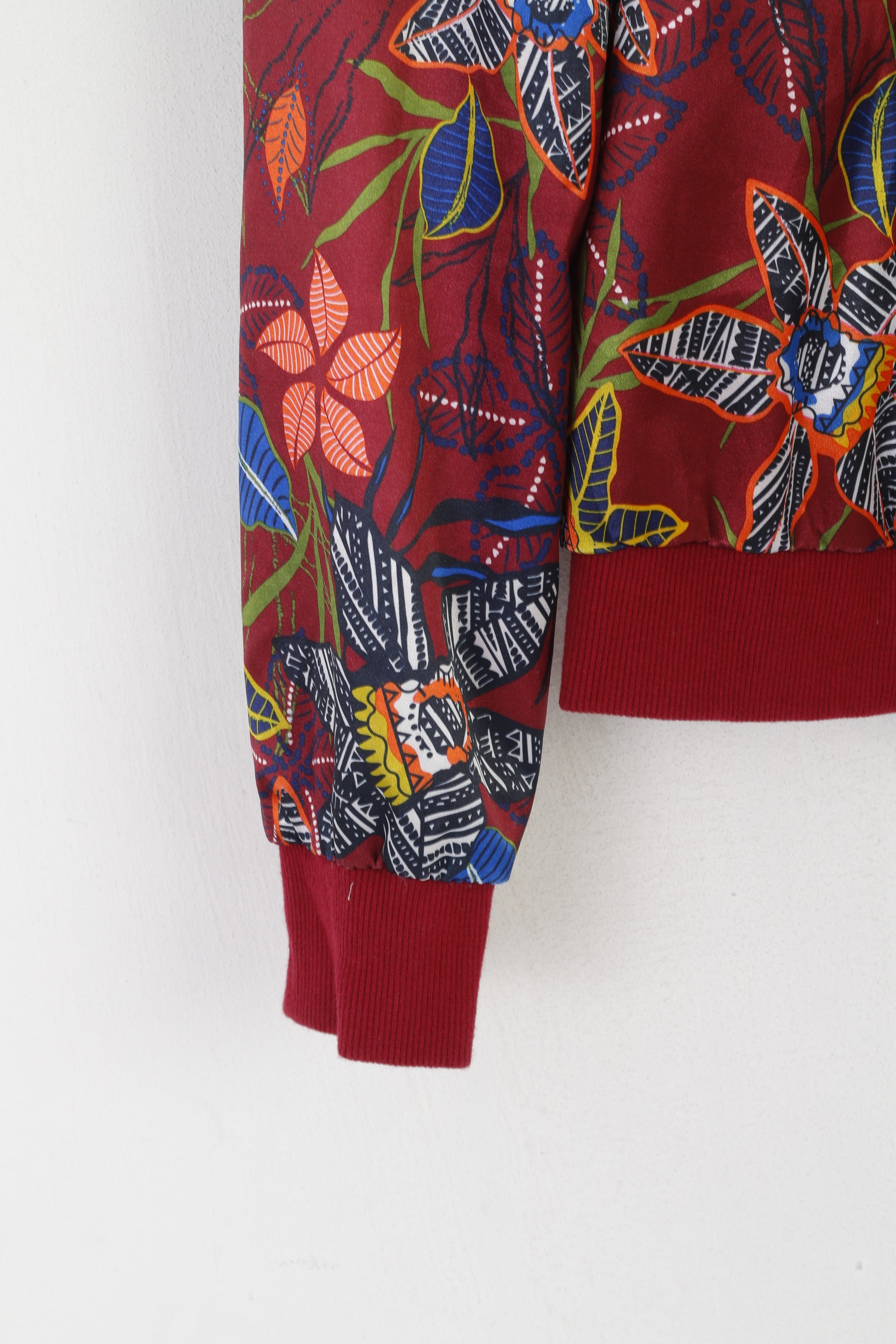 Couleurs du monde Femmes 14 42 M Bomber Jacket Maroon Floral Lightweight Top