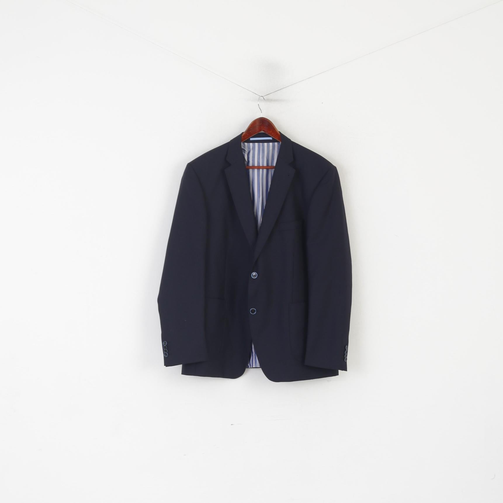 Roy Robson Men 27 42 Blazer Navy Wool Woven in Italy Angelico Single Breasted Jacket