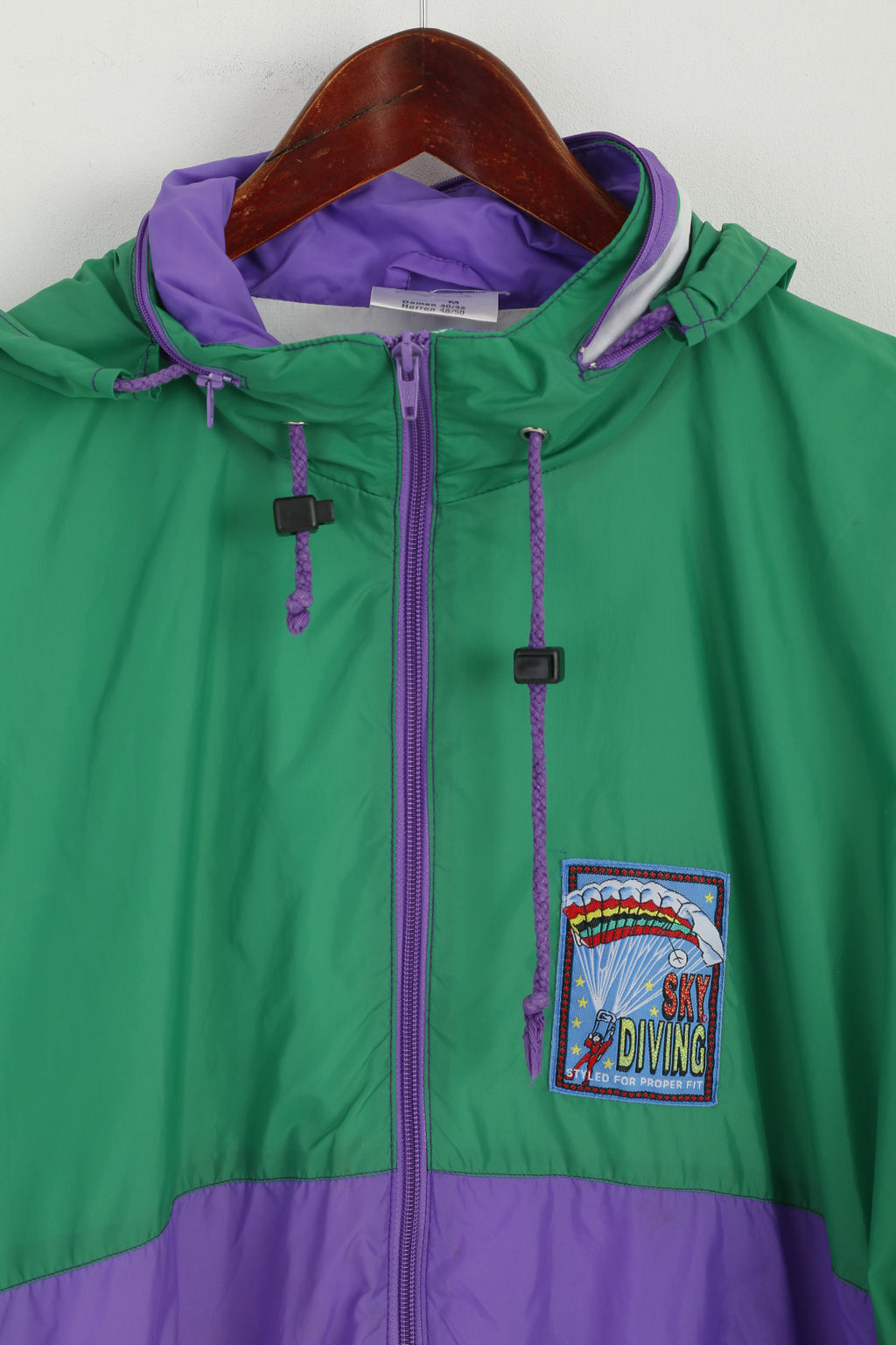 Marcel Clair Men M Jacket Purple Sky Diving Nylon Waterproof Festival Hooded Top