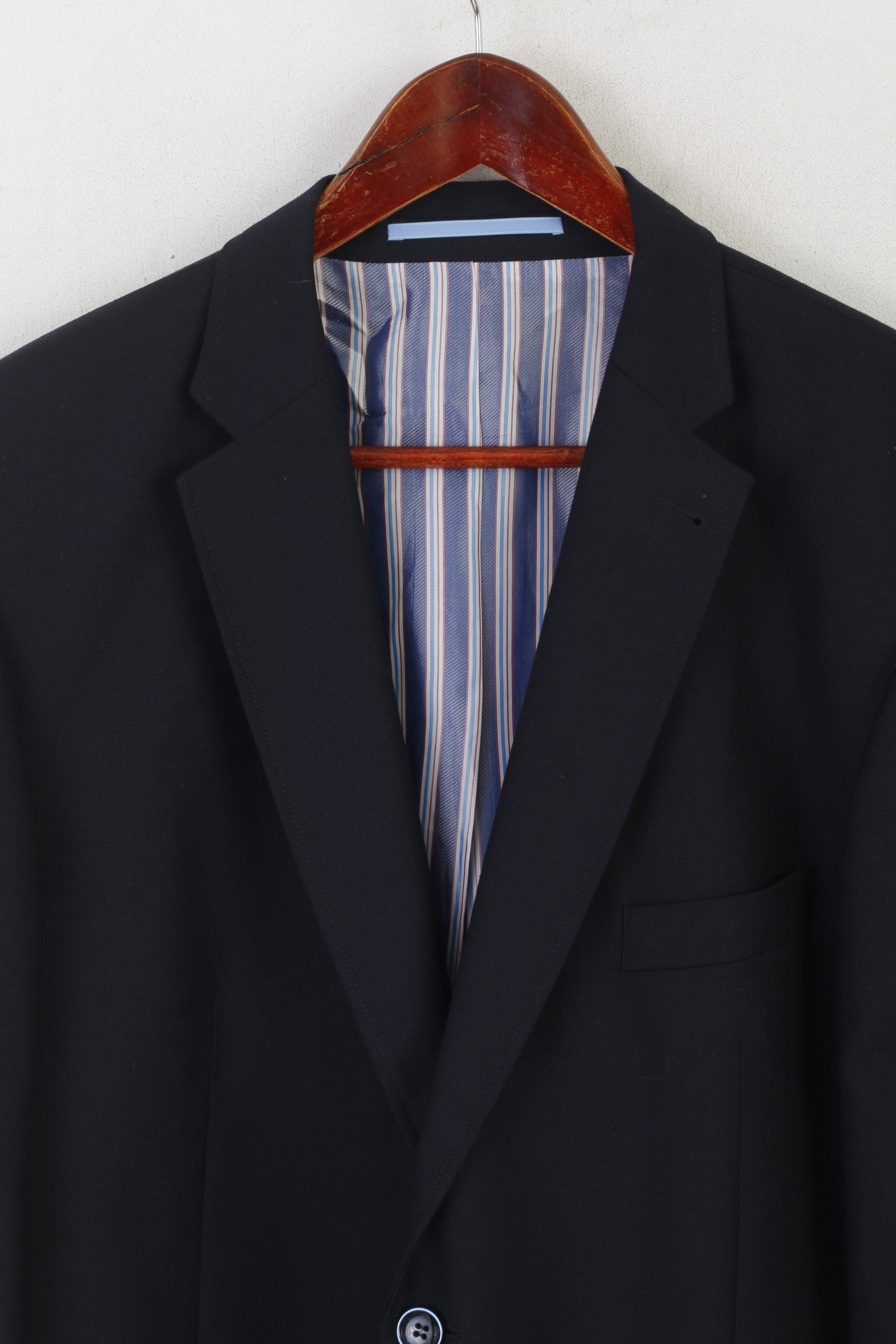 Roy Robson Men 27 42 Blazer Navy Wool Woven in Italy Angelico Single Breasted Jacket