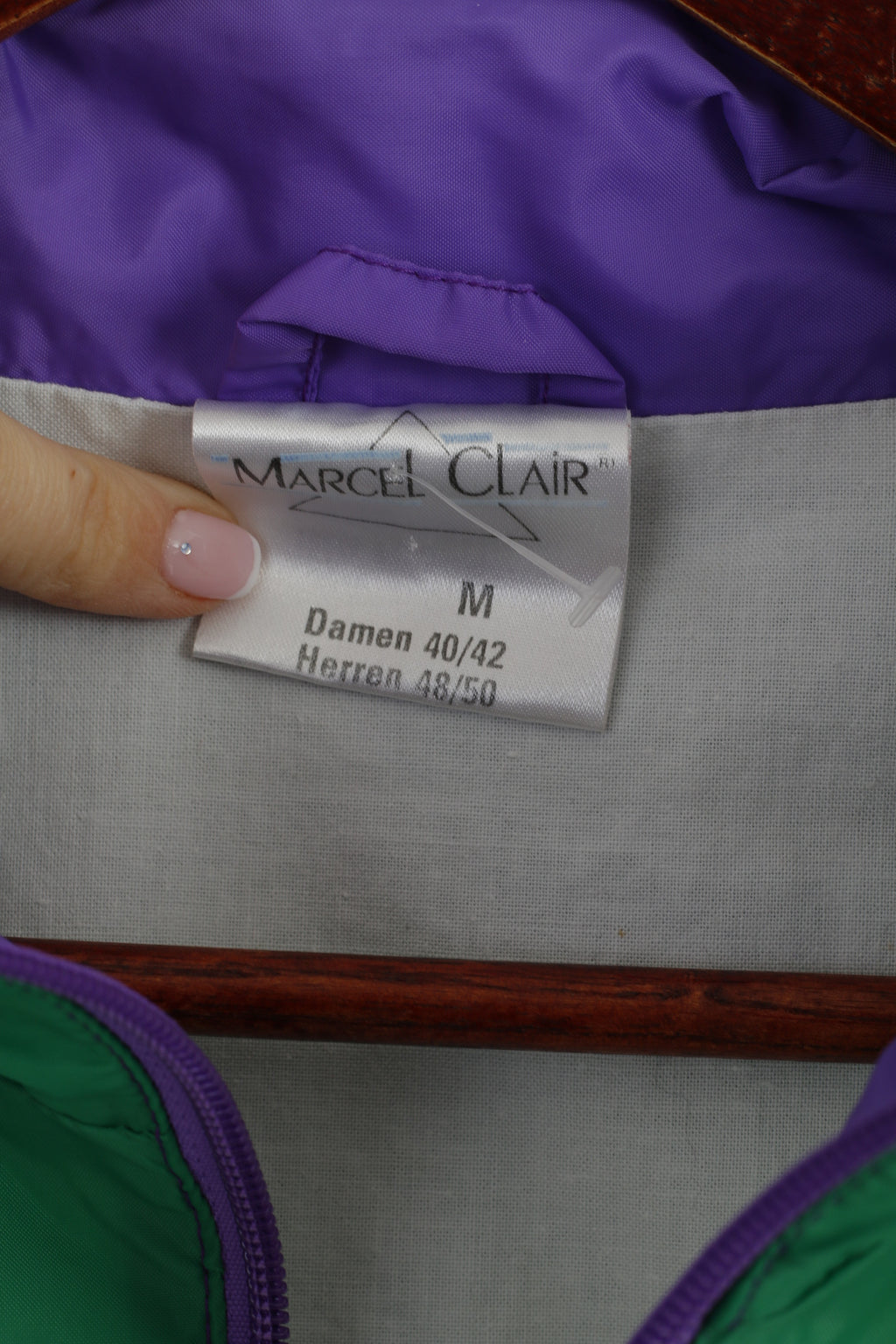 Marcel Clair Men M Jacket Purple Sky Diving Nylon Waterproof Festival Hooded Top