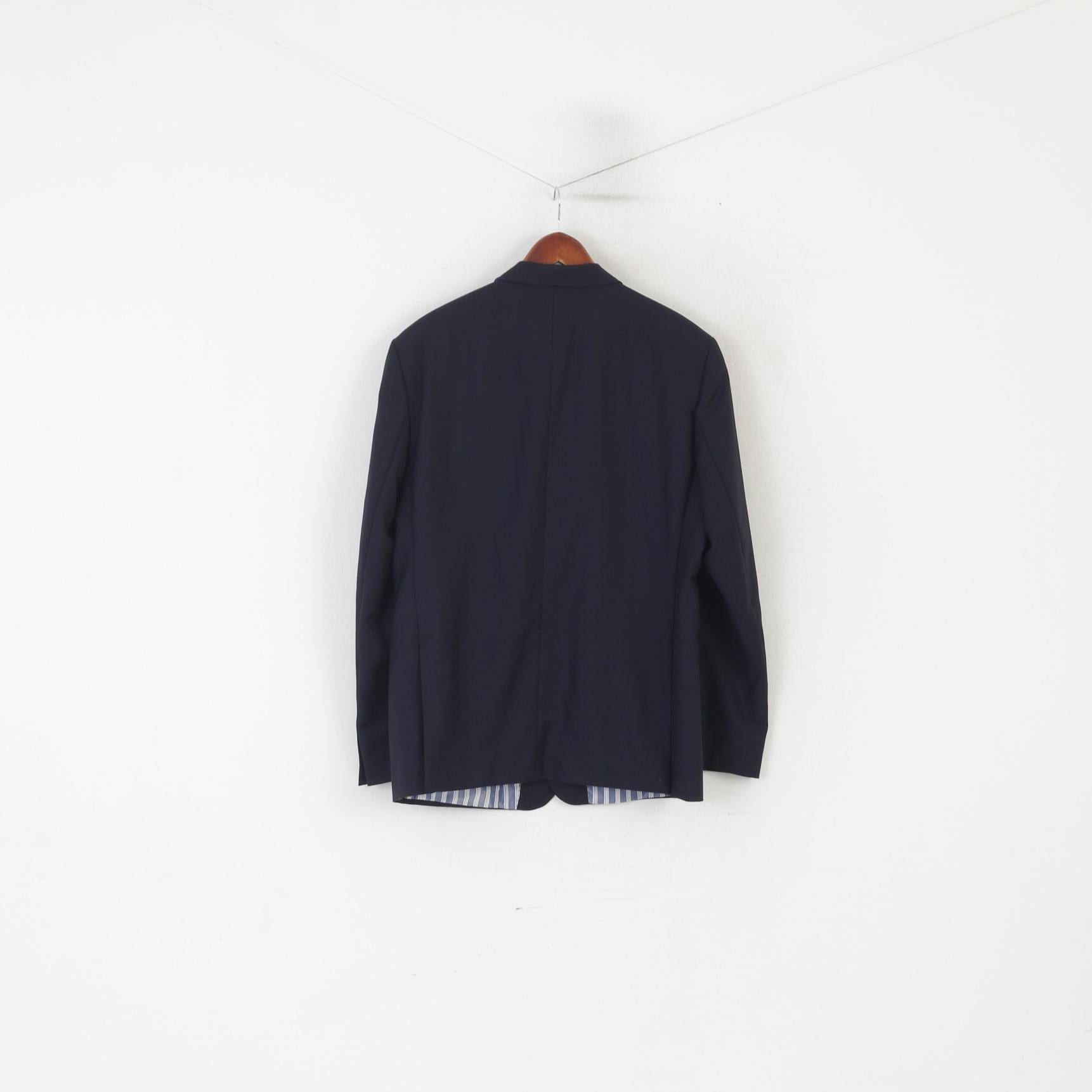 Roy Robson Men 27 42 Blazer Navy Wool Woven in Italy Angelico Single Breasted Jacket