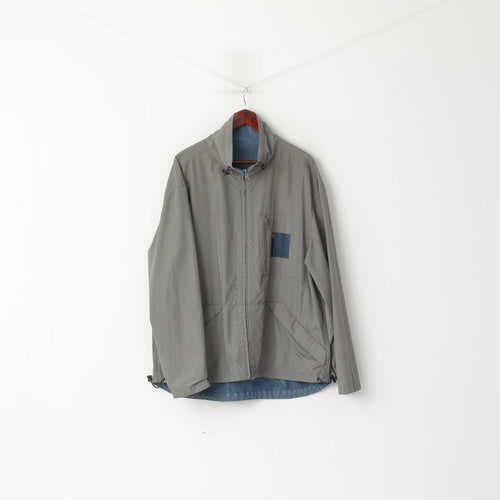 Calvin Klein Jeans Hommes XL Veste Bleu Gris Double Face Lightwieght Sport Zip Up Top