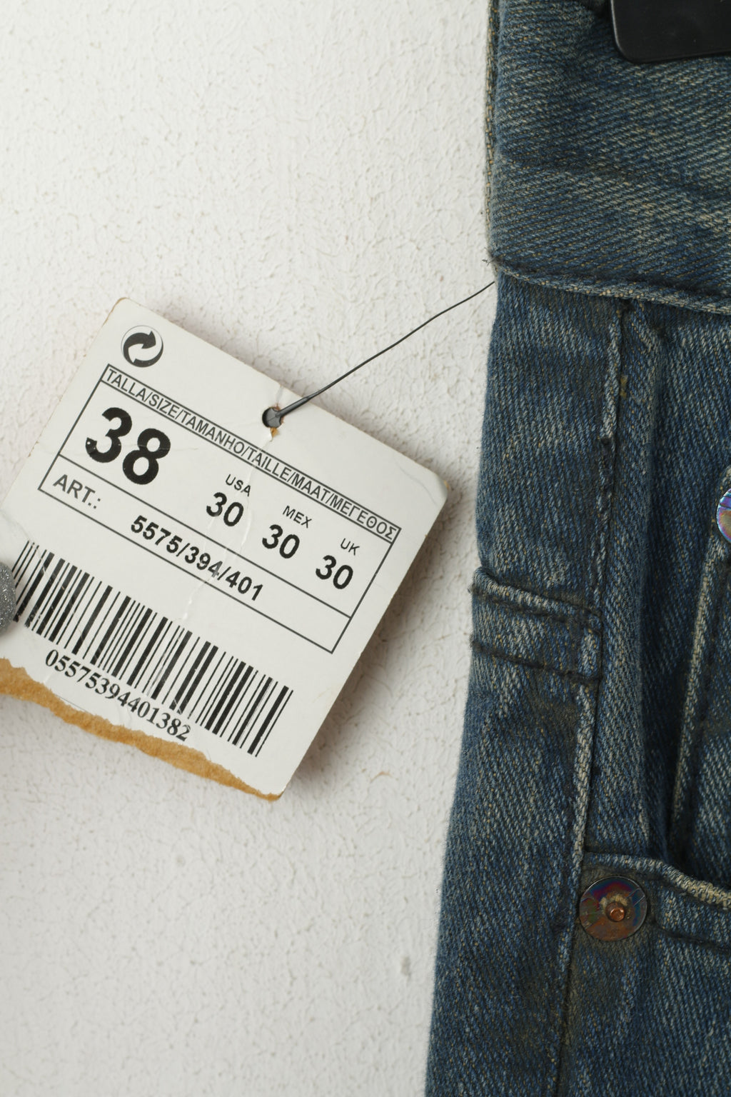 New Zara Women 38 30 Trousers Navy Green Jeans Cotton Ripped Pants