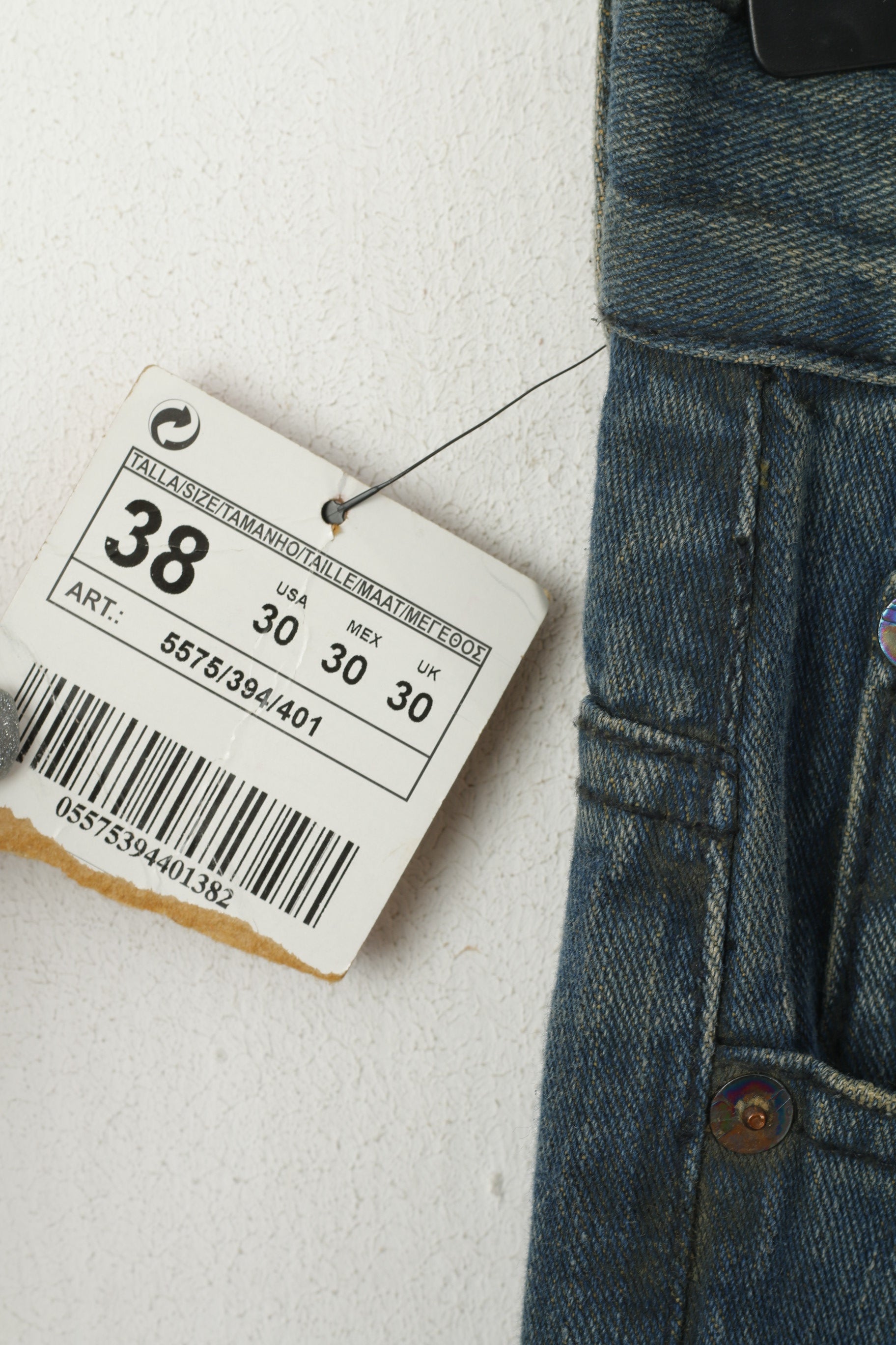 New Zara Women 38 30 Trousers Navy Green Jeans Cotton Ripped Pants