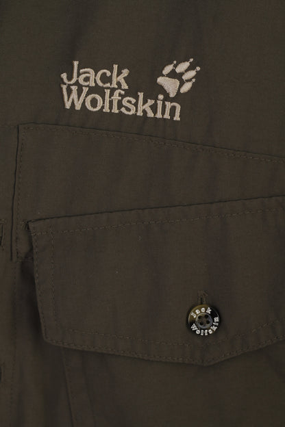 Jack Wolfskin Travel Men L Casual Shirt Green Nylon Outdoor Long Sleeve Top