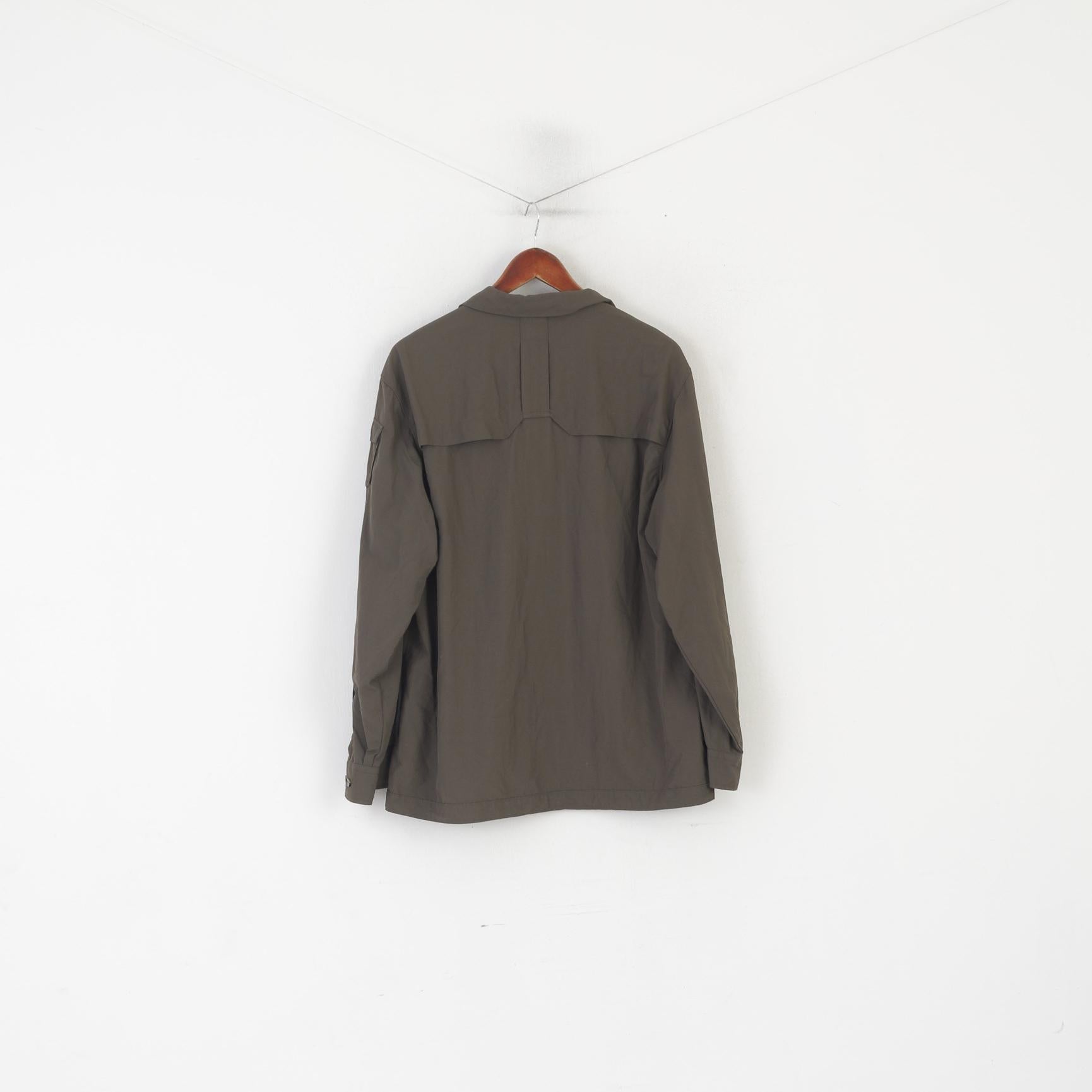 Jack Wolfskin Travel Men L Casual Shirt Green Nylon Outdoor Long Sleeve Top