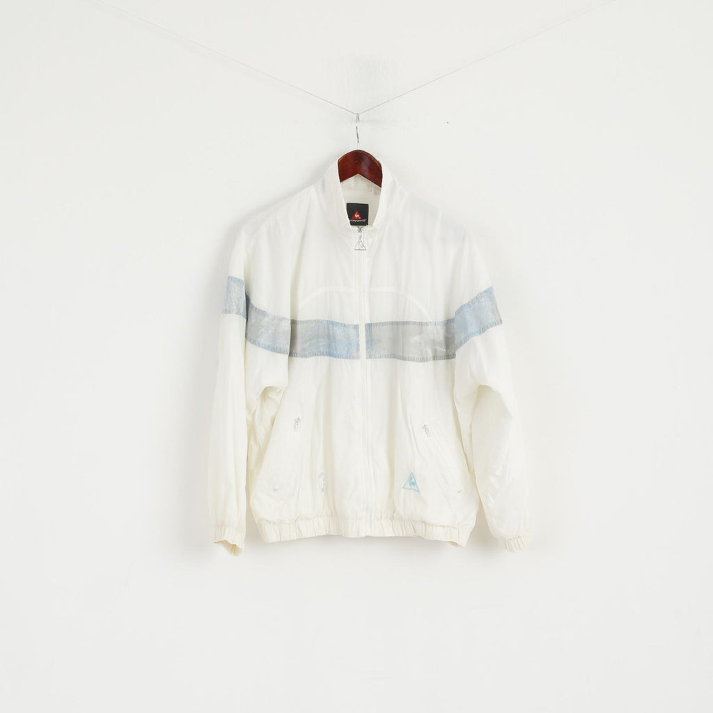 Le Coq Sportif Femmes 10 38 S Veste De Survêtement Crème Vintage Nylon Zip Up Festival Top