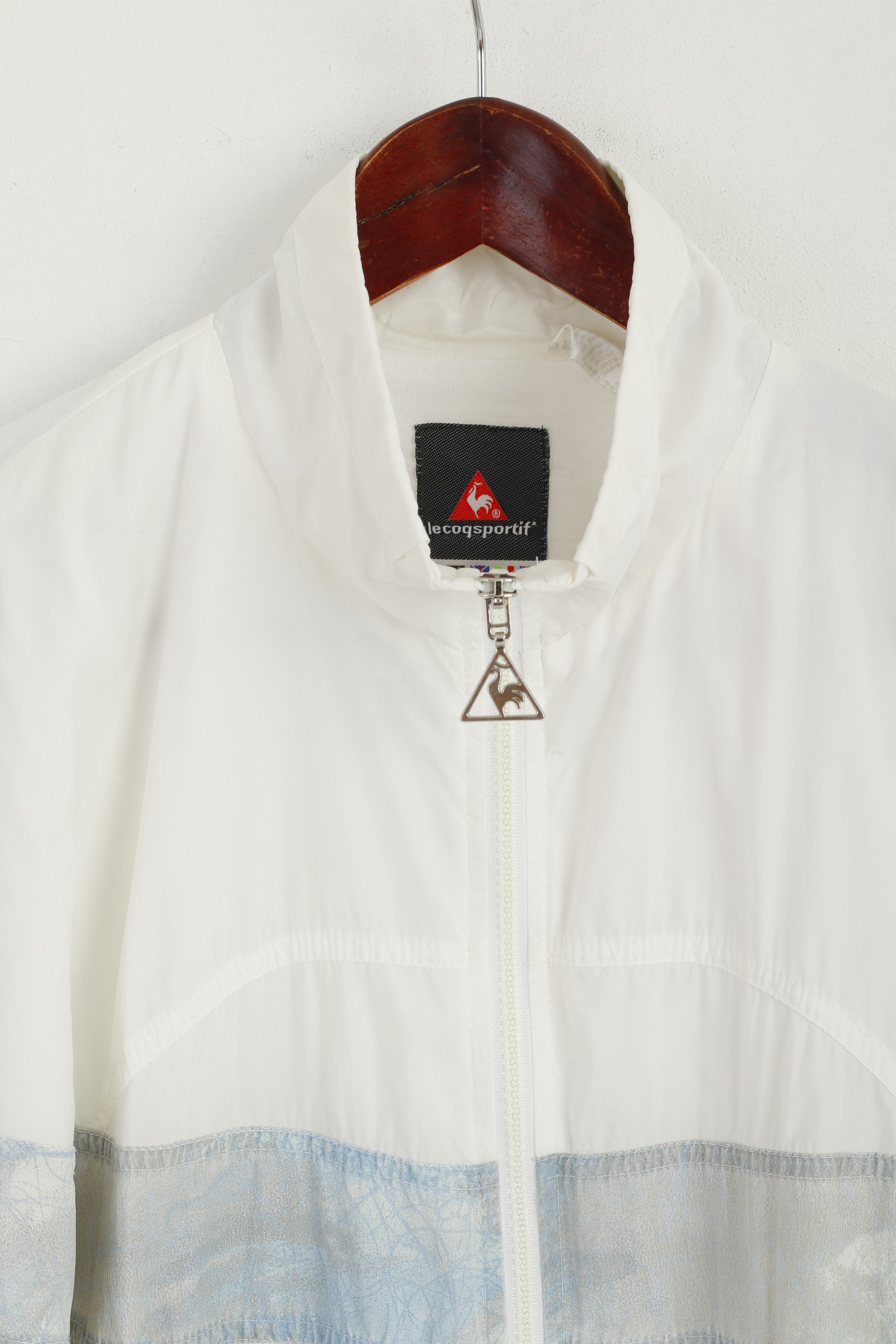 Le Coq Sportif Femmes 10 38 S Veste De Survêtement Crème Vintage Nylon Zip Up Festival Top
