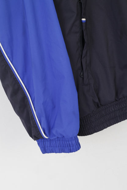 Adidas Men 198 XXL Jacket Blue Vintage Bomber Full Zipper Activewear Sport Top