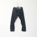 Allsaints Homme 34 Pantalons Jean en Denim de Coton Bleu Marine Pantalon de Course en Résine