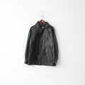 Giacca vintage da uomo L. Spalline casual in pelle nera. Italia. Cerniera intera classica