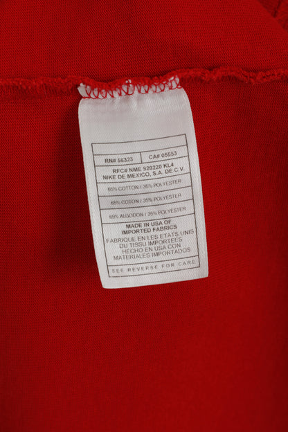 Polo Nike Team da uomo L, maglietta vintage a maniche corte da calcio USA in cotone rosso