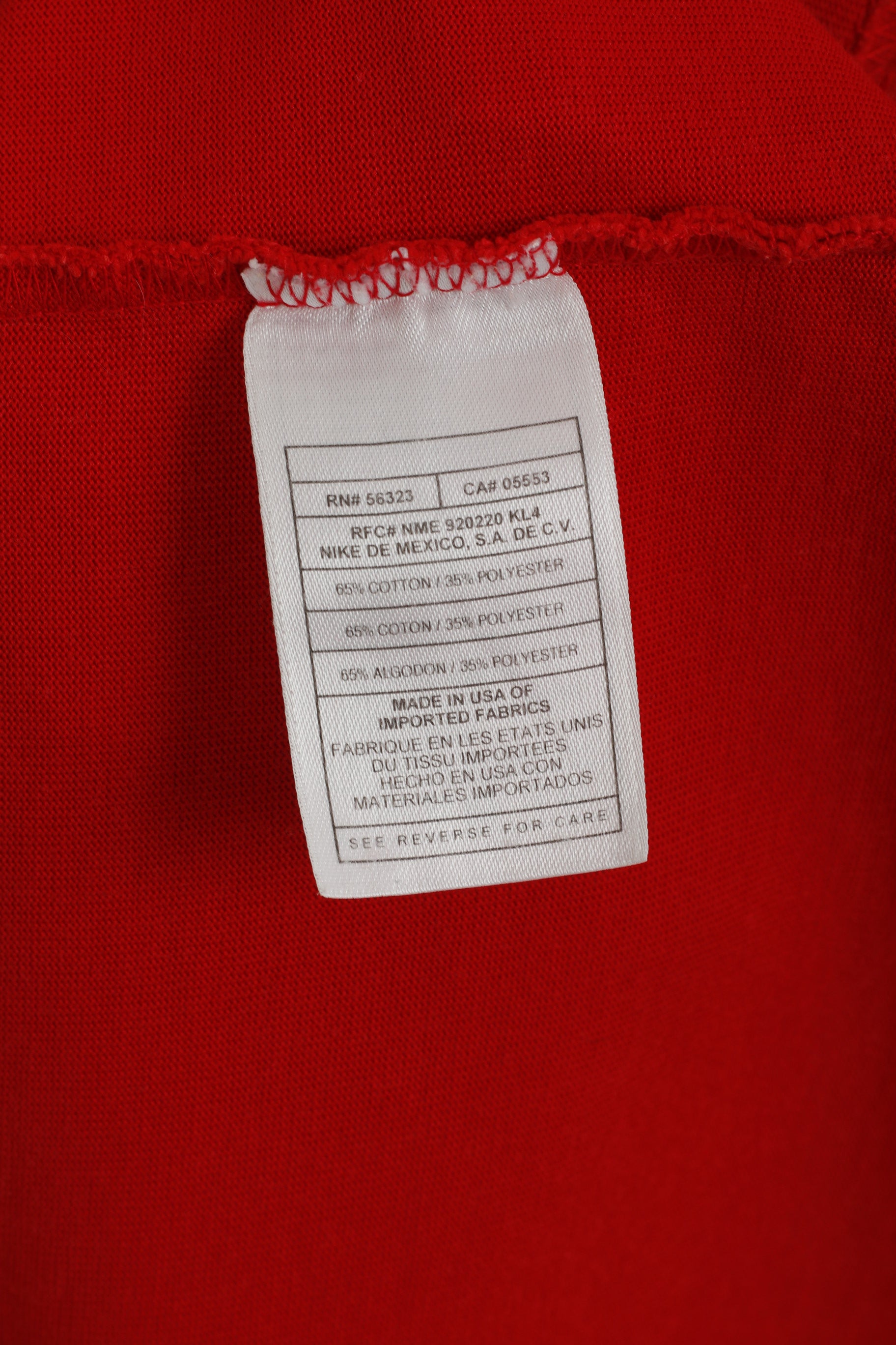 Nike Team Men L Polo Shirt Red Cotton USA Football Short Sleeve Vintage Top