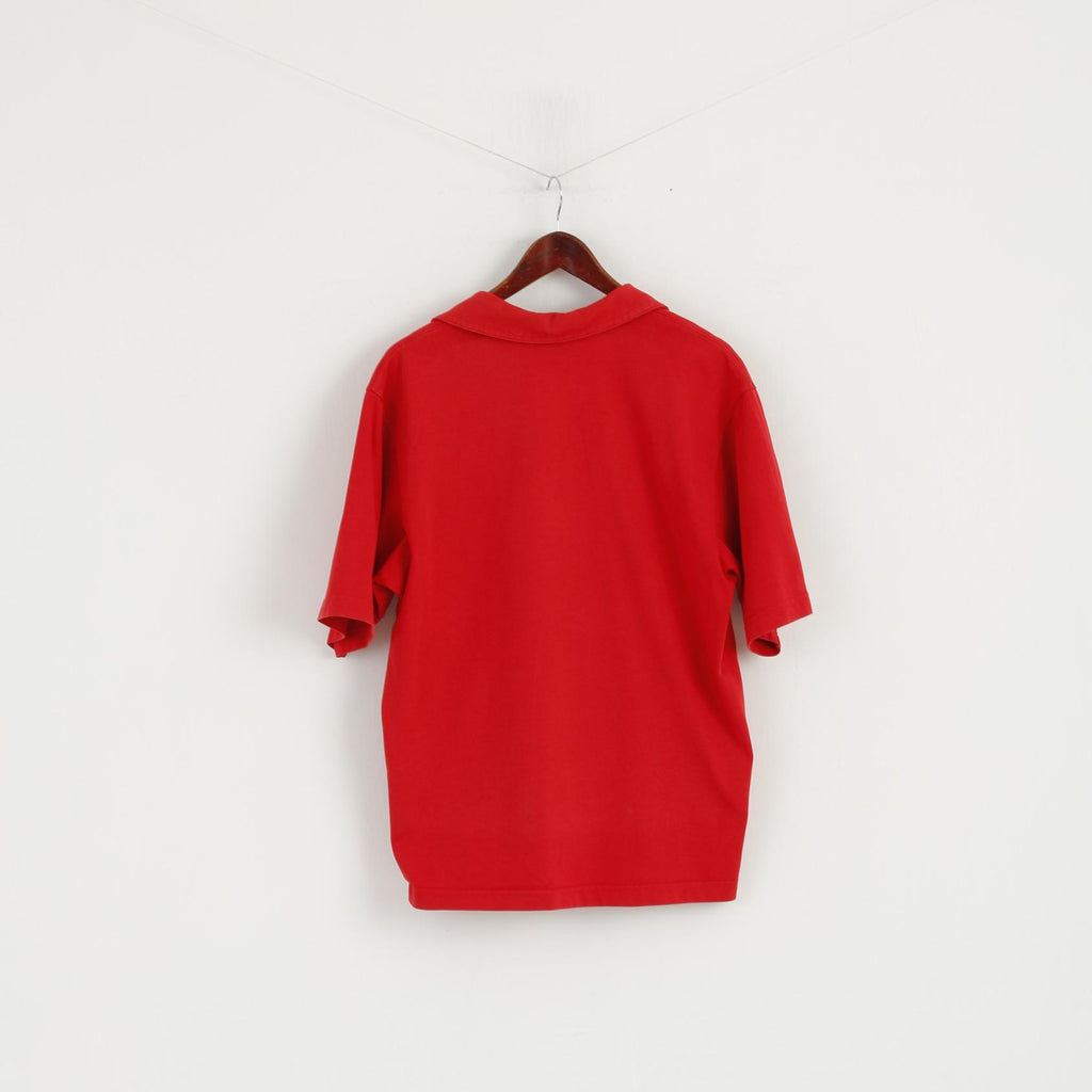 Polo Nike Team da uomo L, maglietta vintage a maniche corte da calcio USA in cotone rosso