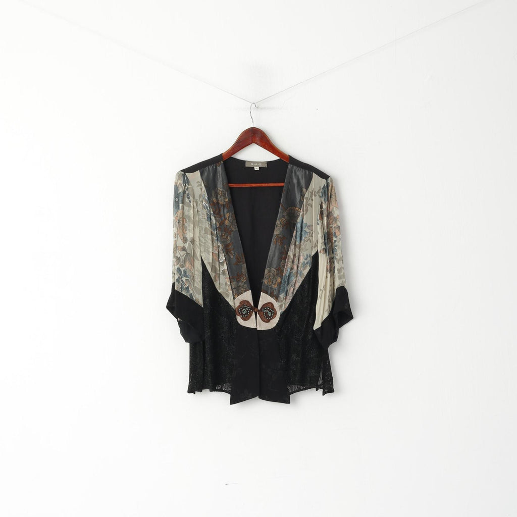 Camicia elegante SA2 da donna XL nera con un bottone sul davanti e spalline in misto seta in materiale sottile