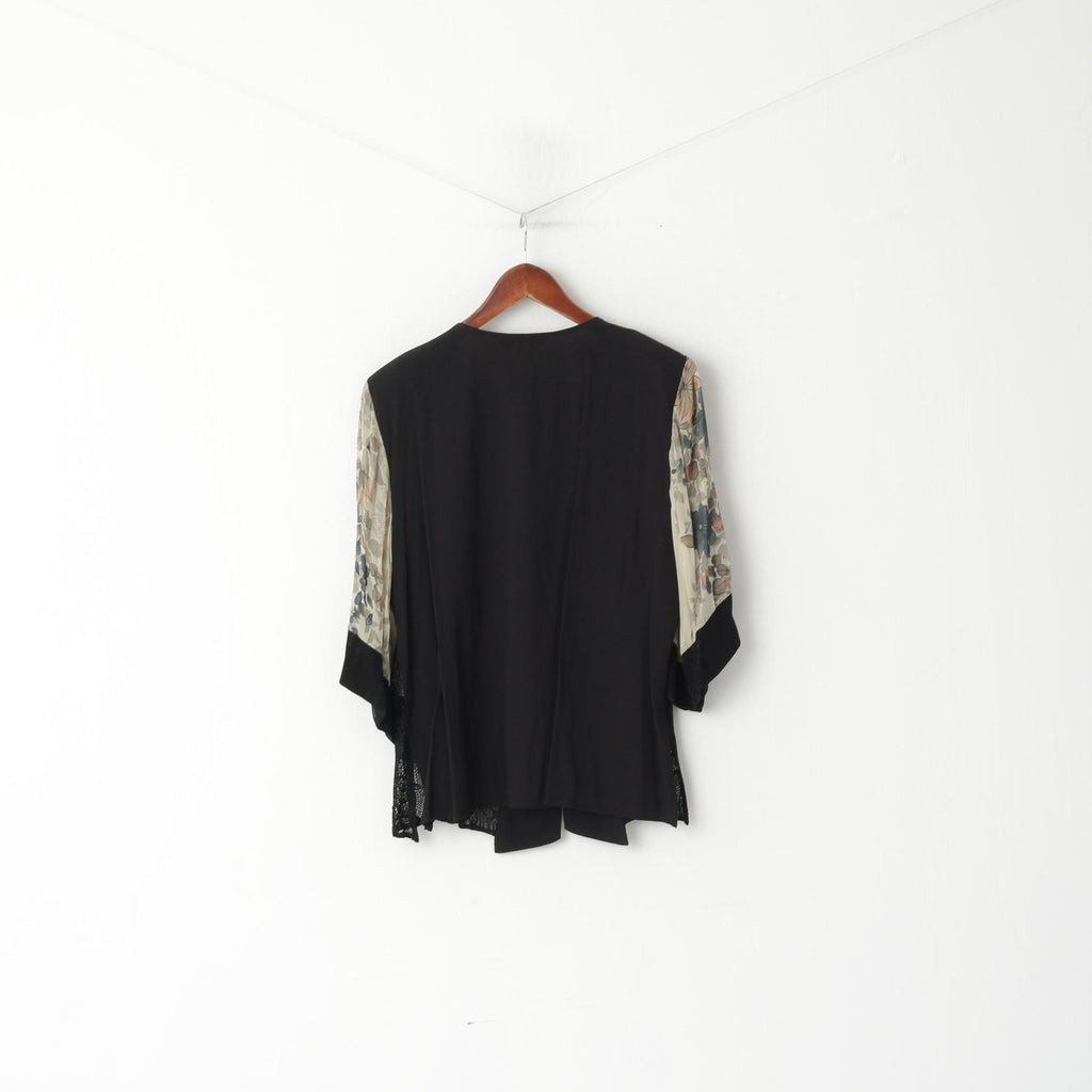 Camicia elegante SA2 da donna XL nera con un bottone sul davanti e spalline in misto seta in materiale sottile