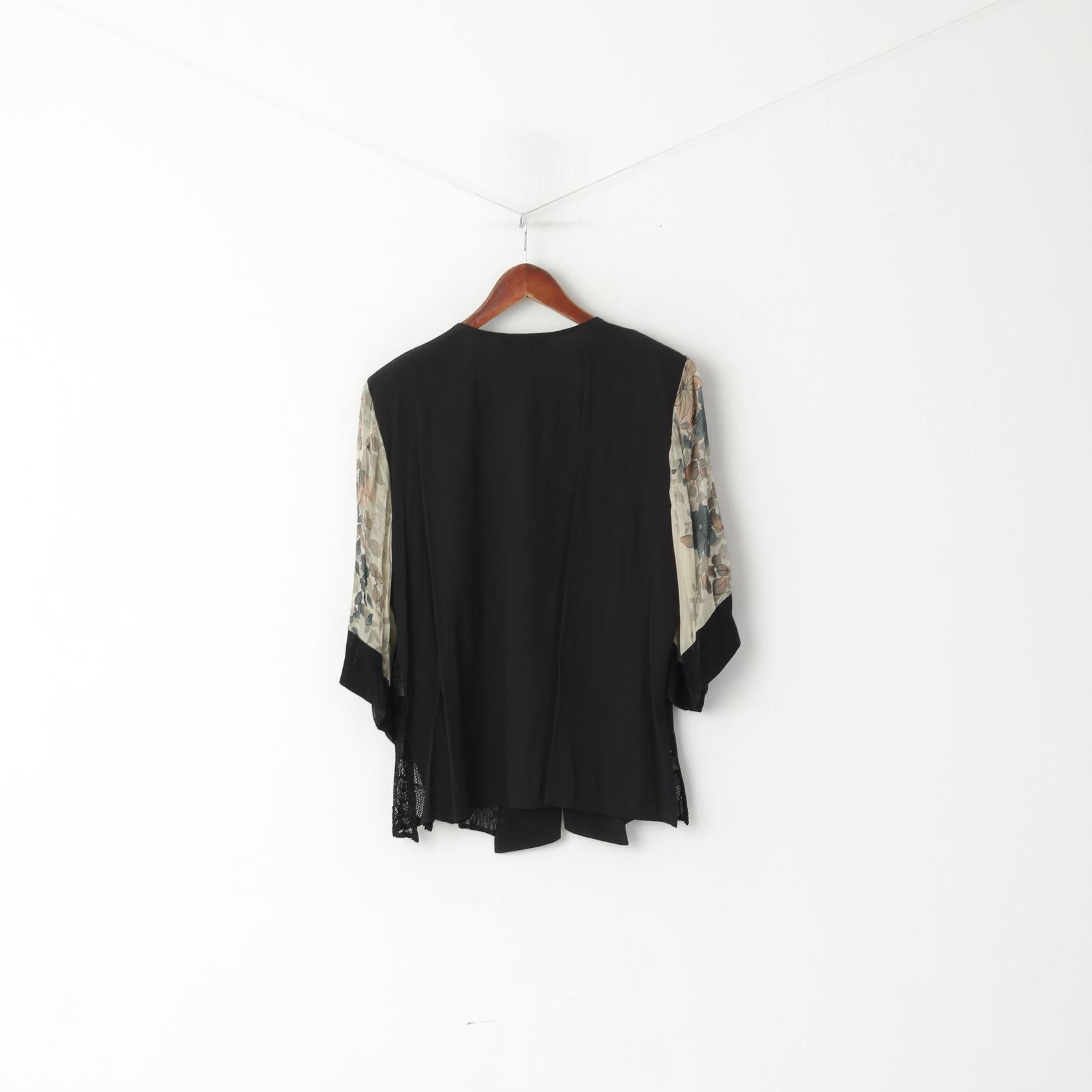 Camicia elegante SA2 da donna XL nera con un bottone sul davanti e spalline in misto seta in materiale sottile