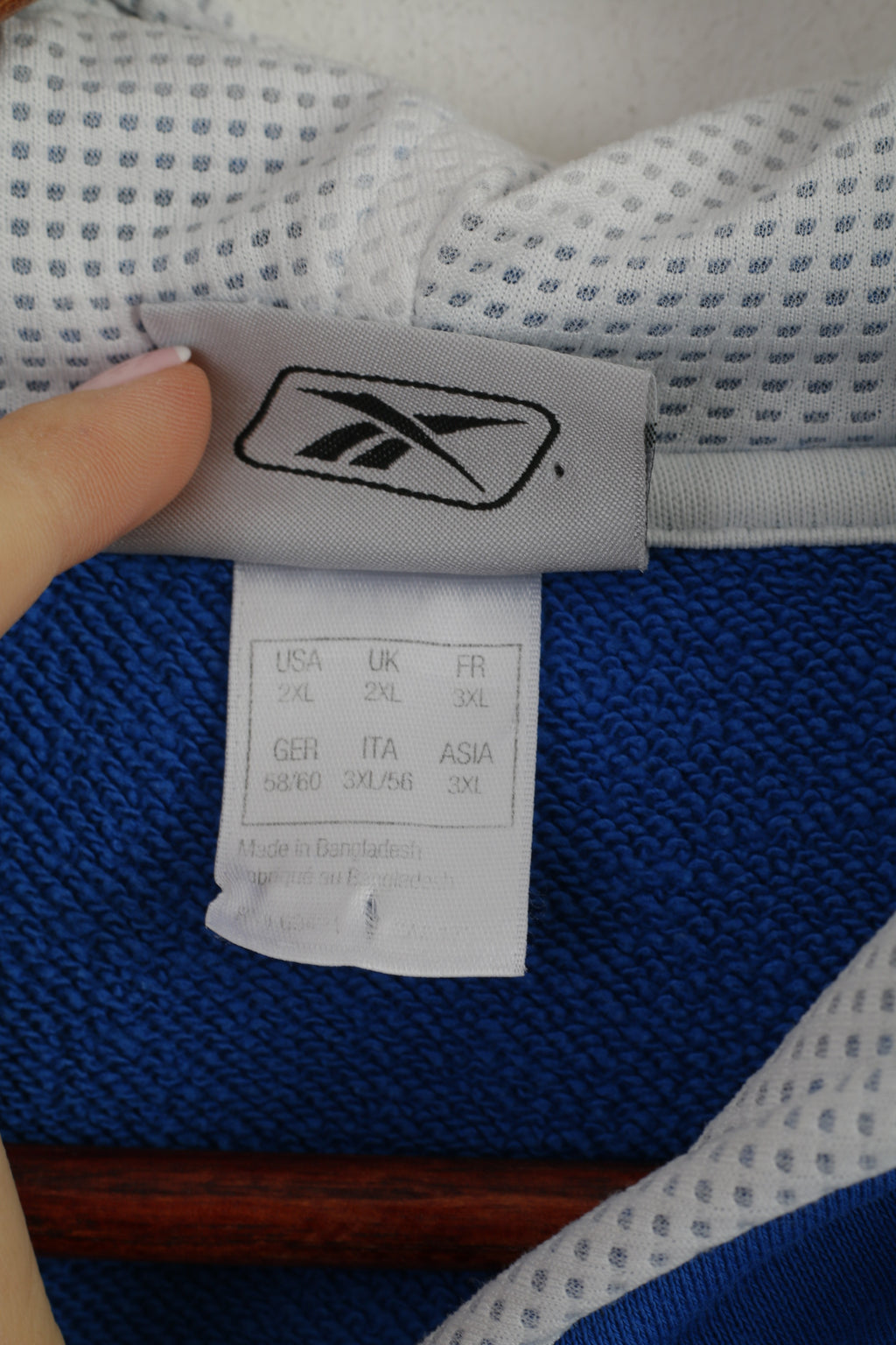 Felpa Reebok da uomo 2XL Top sportivo attivo con tasca a marsupio in cotone blu con cappuccio