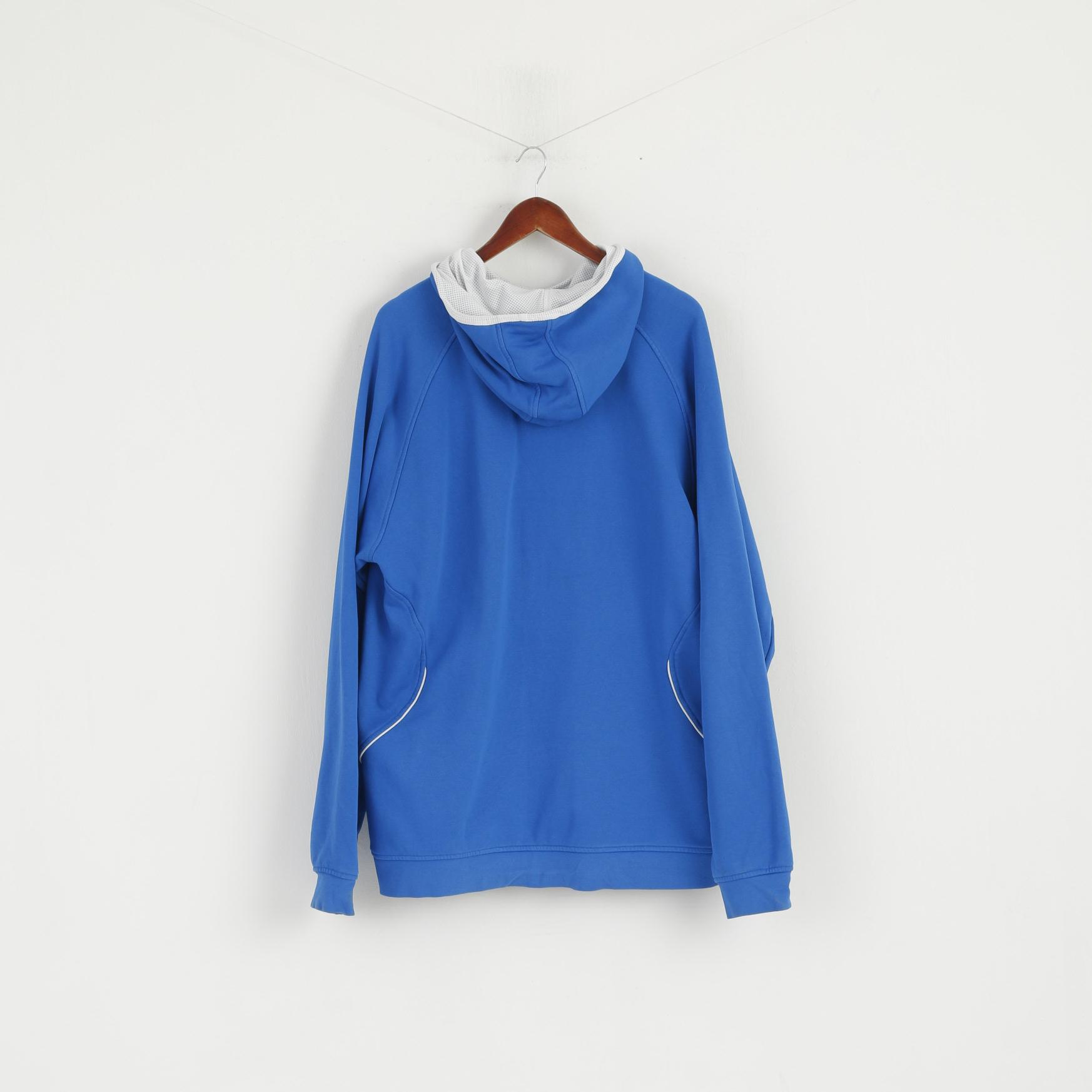 Felpa Reebok da uomo 2XL Top sportivo attivo con tasca a marsupio in cotone blu con cappuccio