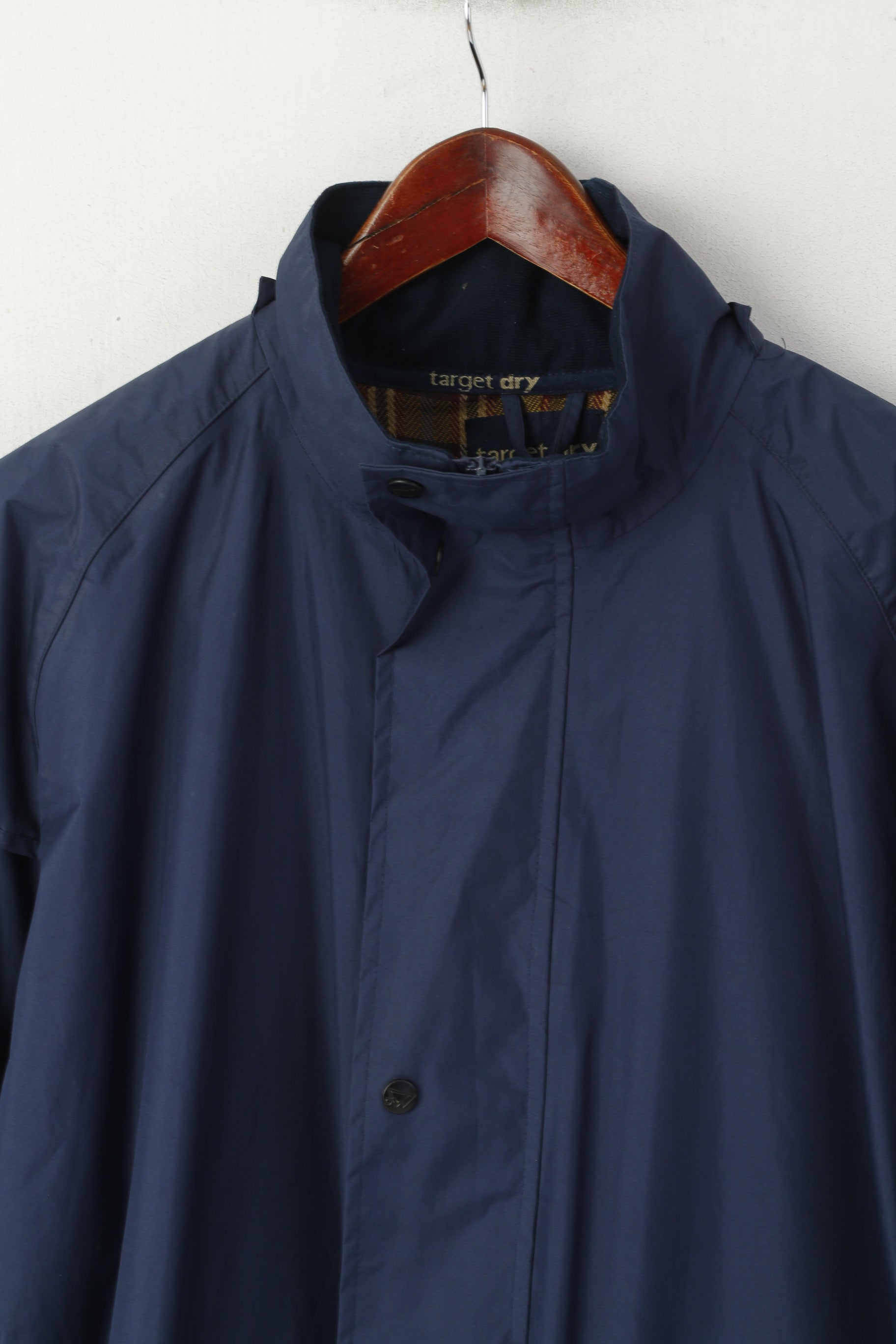 Target Dry Men XL Raincoat Navy Full Lenght Trench Mac Full Zipper Coat