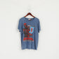 Marvel Men XL T- Shirt Blue Cotton Graphic Deadpool Faded Short Sleeve Top