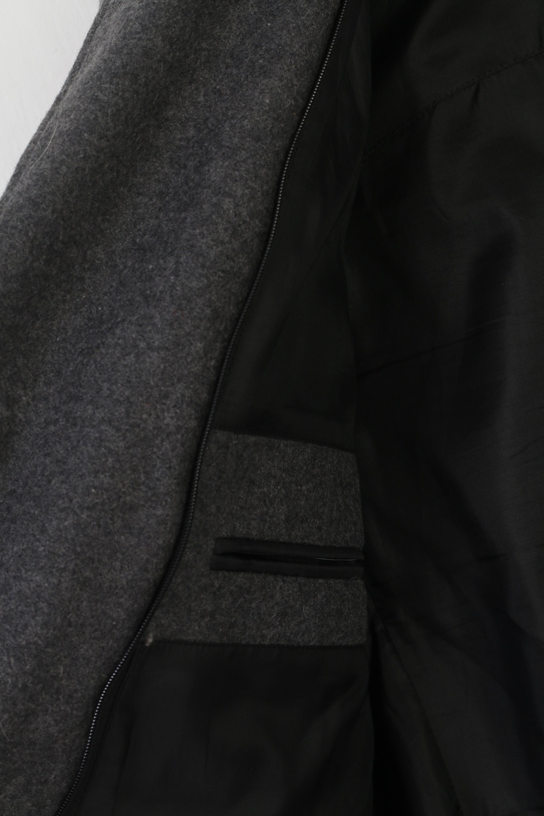 Yannick Selective Men L (M) Jacket Gray Wool Zip Up Military Army Blazer
