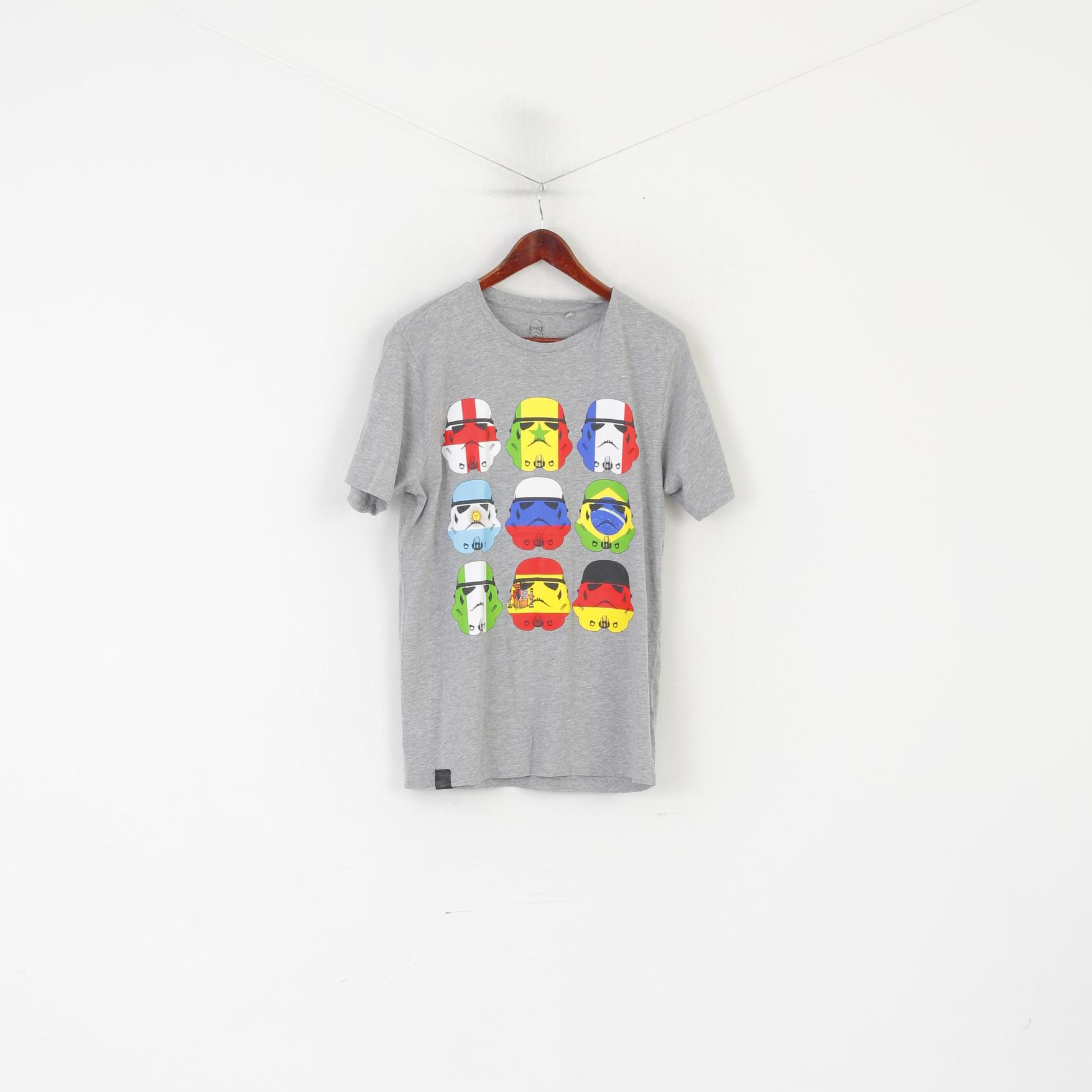 Next Hommes M Chemise Gris Coton Graphique Star Wars Ras Du Cou Sport Haut