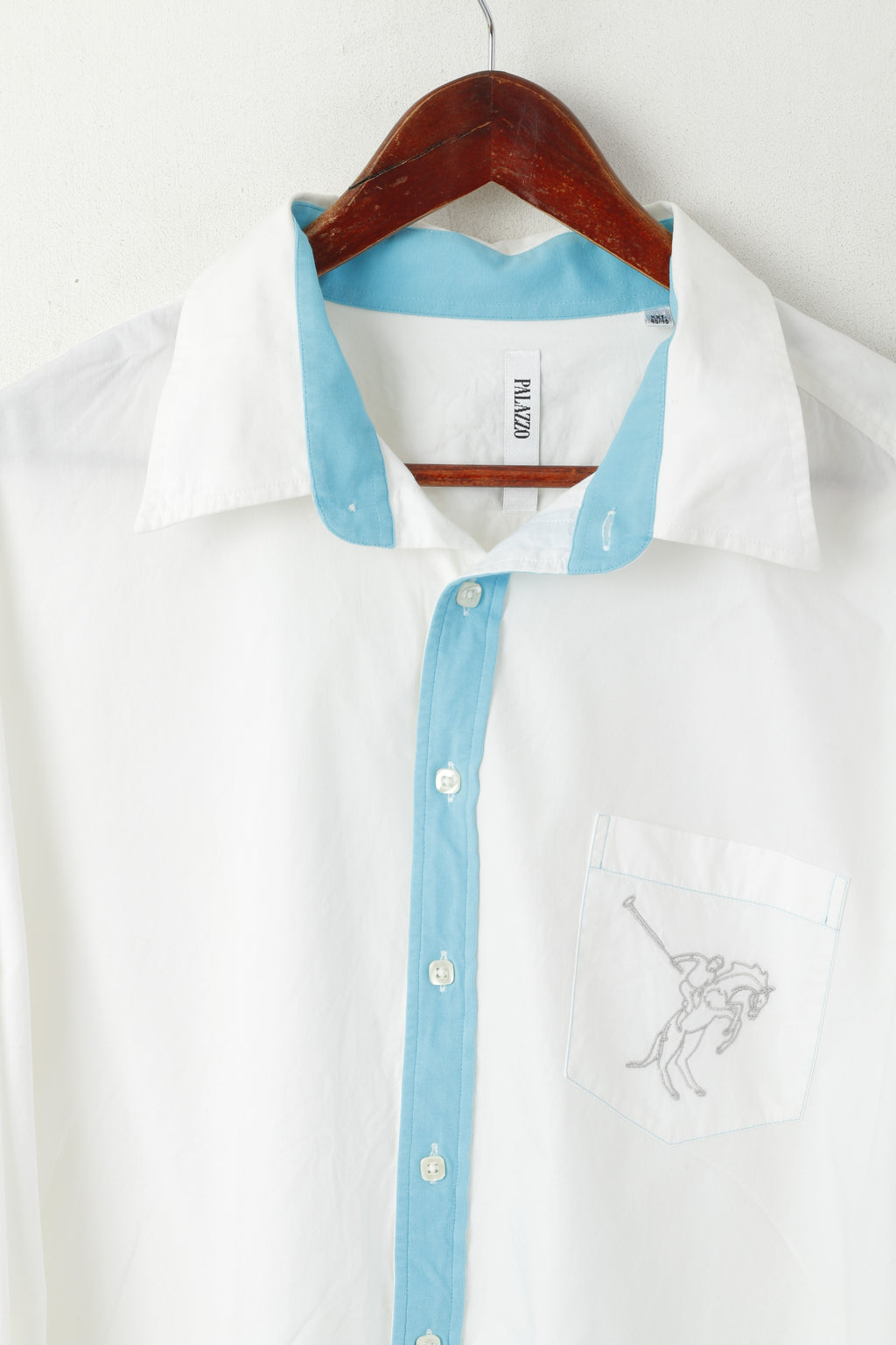 Palazzo Homme XXL 45/46 Chemise décontractée Blanc Coton Polo Club Haut à Manches Longues