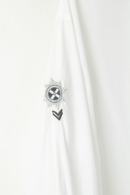 Palazzo Men XXL 45/46 Casual Shirt White Cotton Polo Club Long Sleeve Top