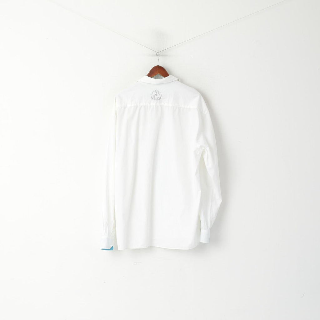 Palazzo Homme XXL 45/46 Chemise décontractée Blanc Coton Polo Club Haut à Manches Longues