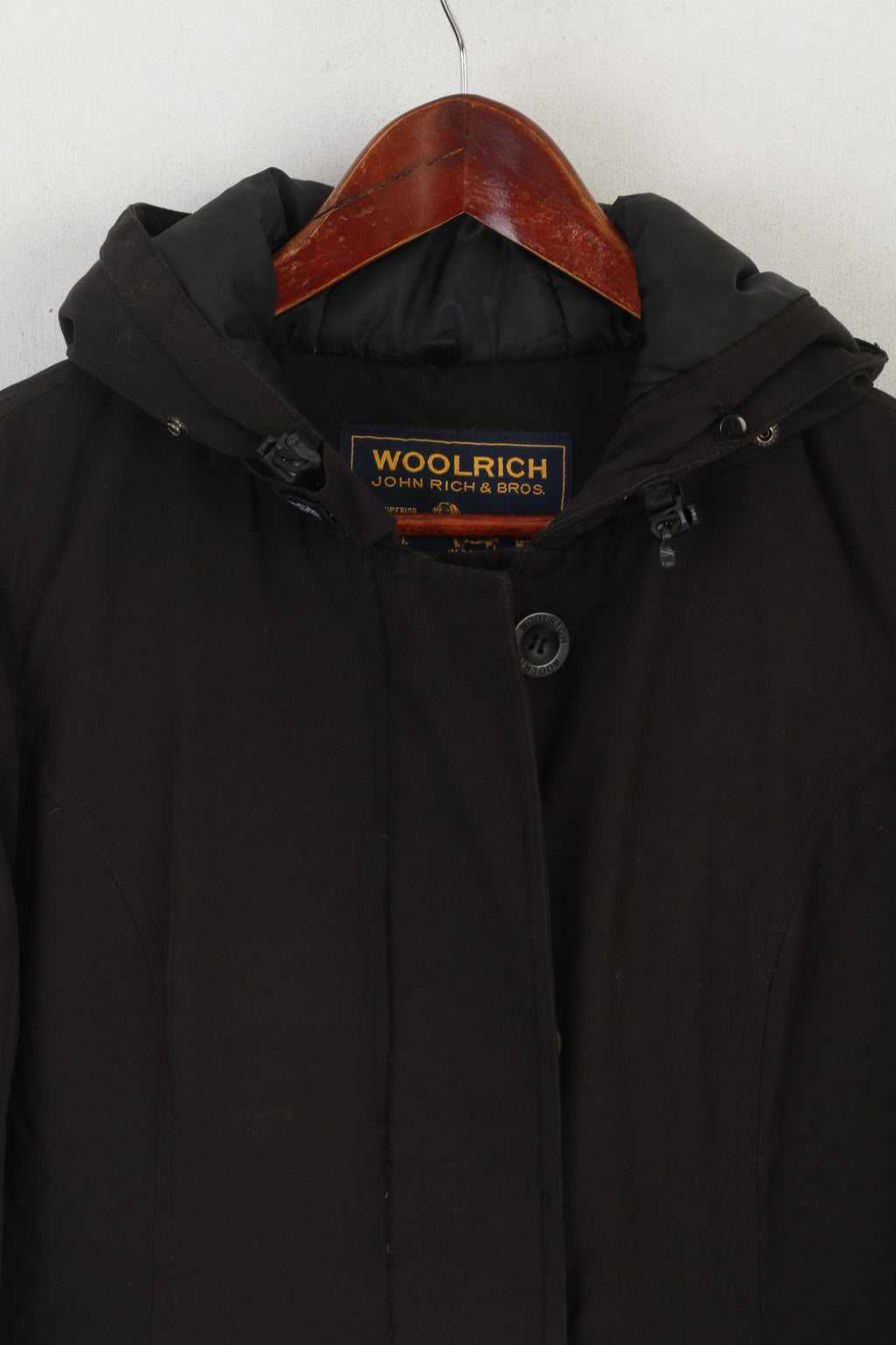 Woolrich Femmes S Doudoune Marron Coton Nylon Rembourré À Capuche Fermeture Éclair Complète Top