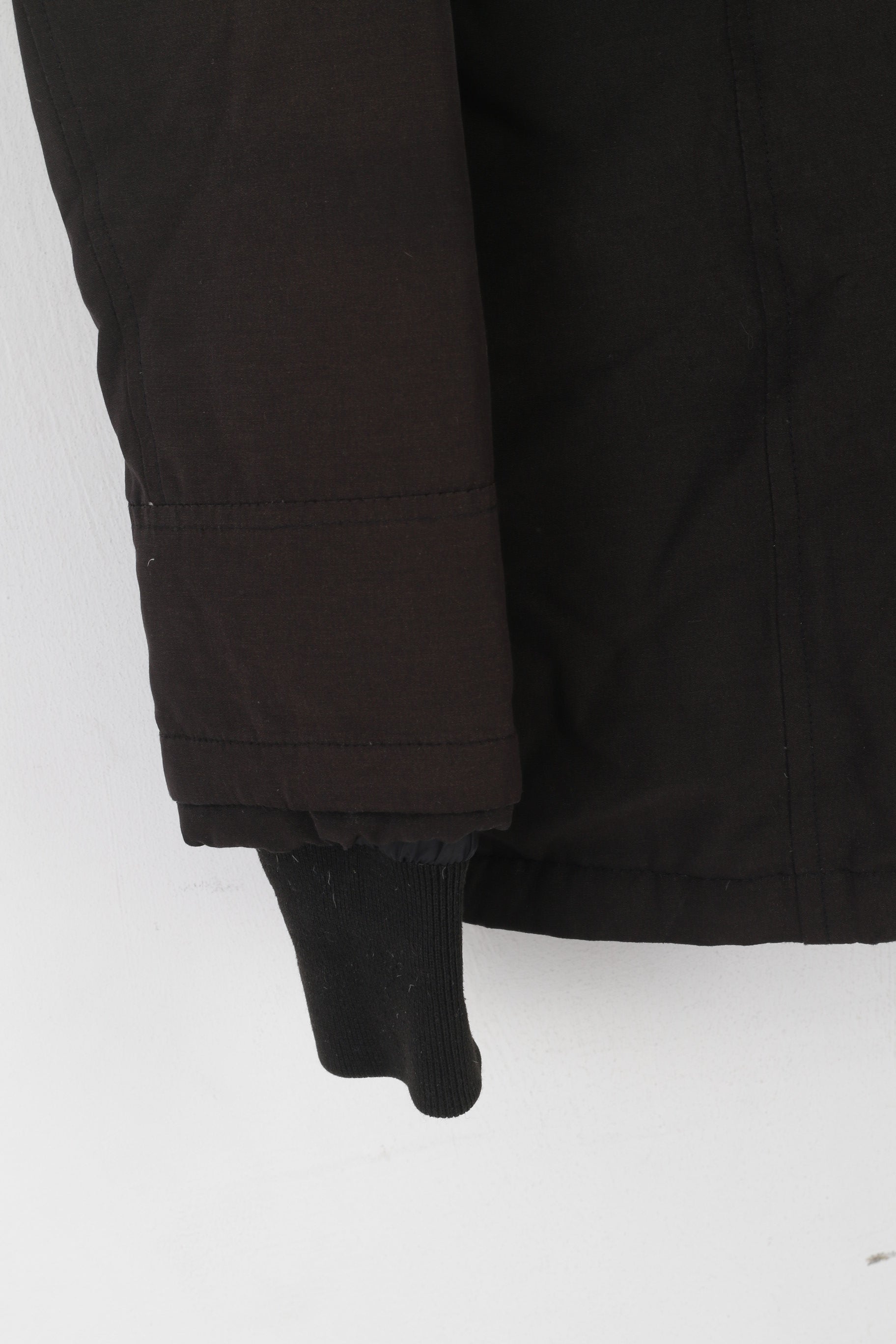 Woolrich Femmes S Doudoune Marron Coton Nylon Rembourré À Capuche Fermeture Éclair Complète Top