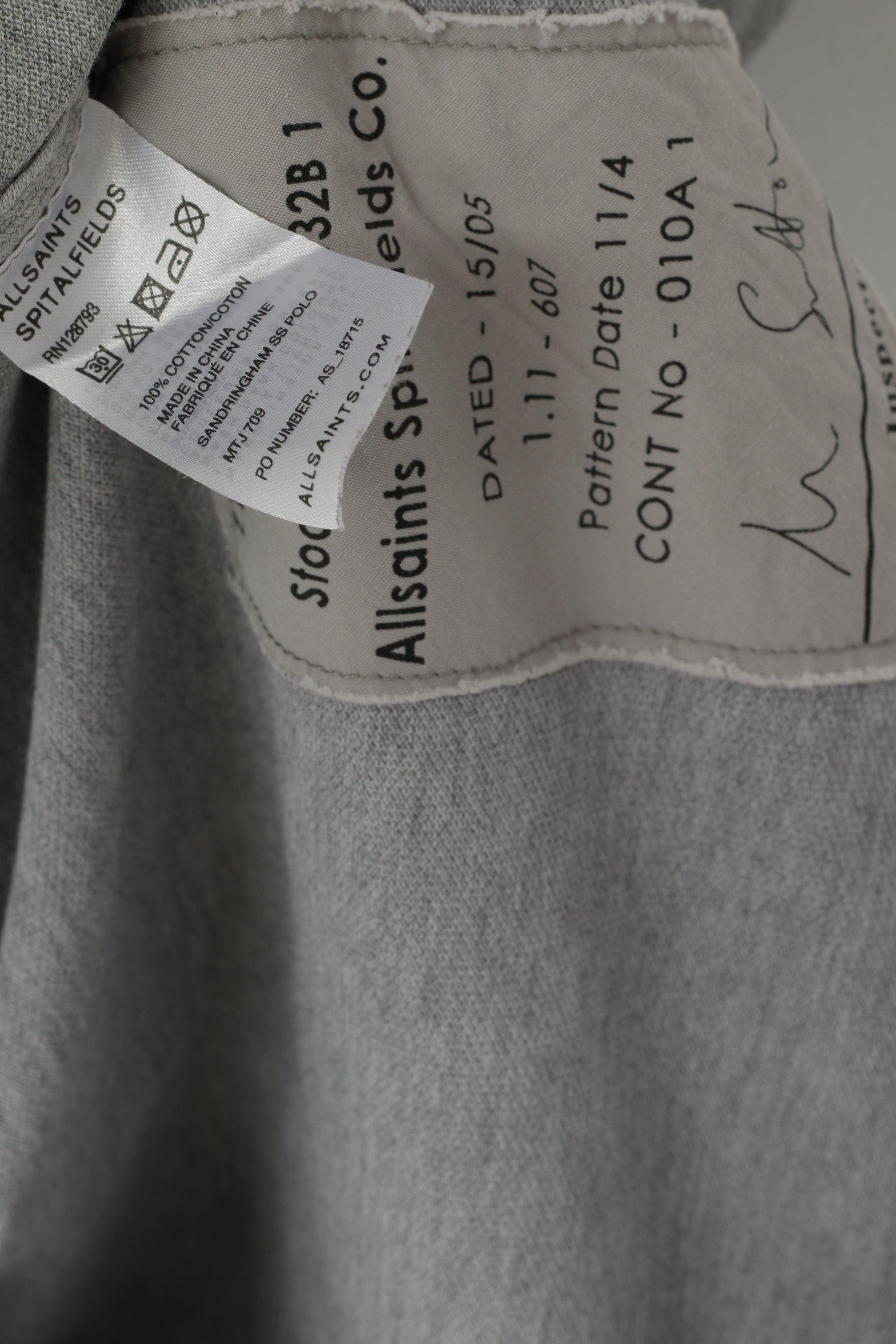Allsaints Men S Polo Shirt Grey Cotton Sandringham SS Classic Slim Fit Top